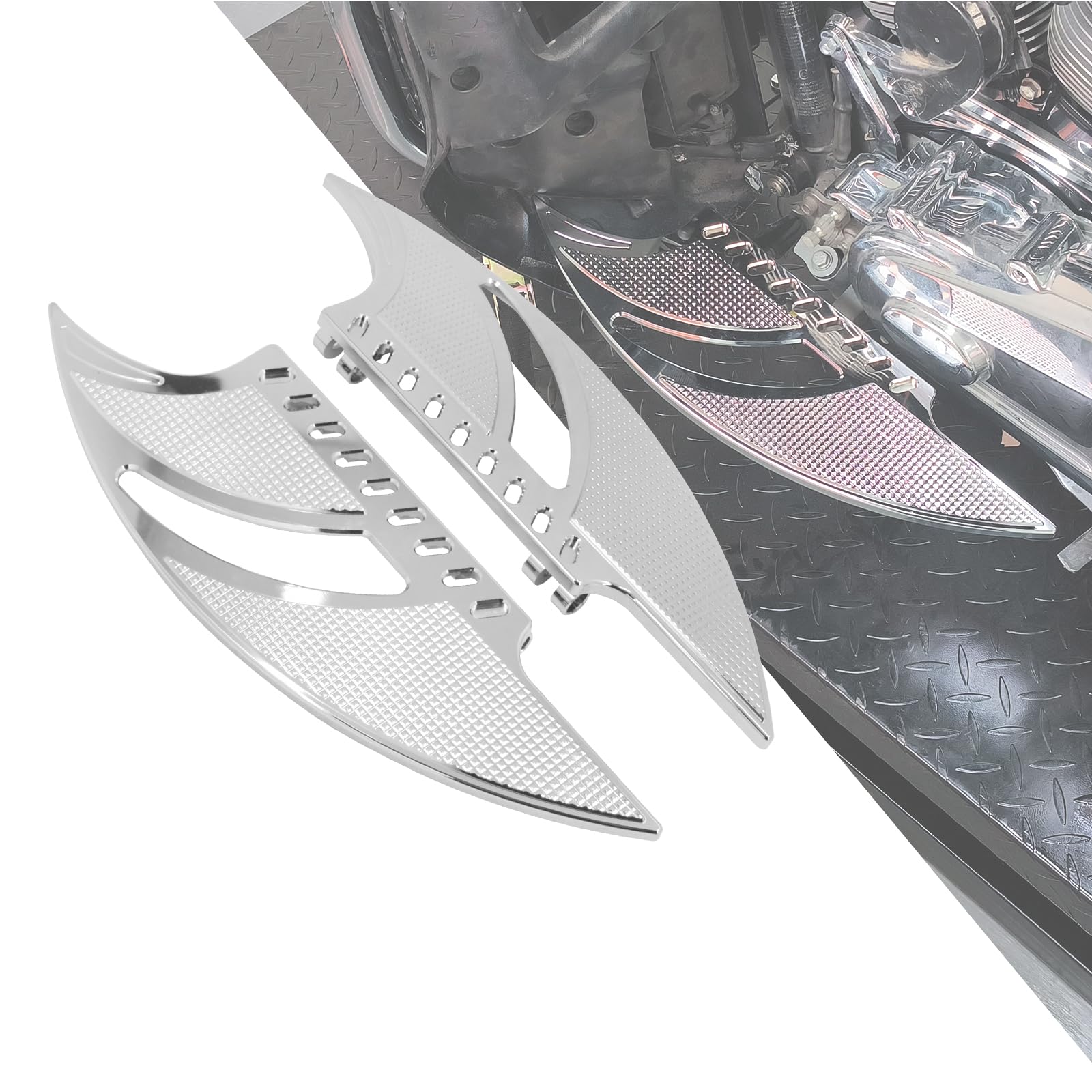 HDBUBALUS Motorcycle Floorboards CNC Tomahawk Footboards Footpegs Fit for Harley Touring Electra Street Glide Road Glide Softail