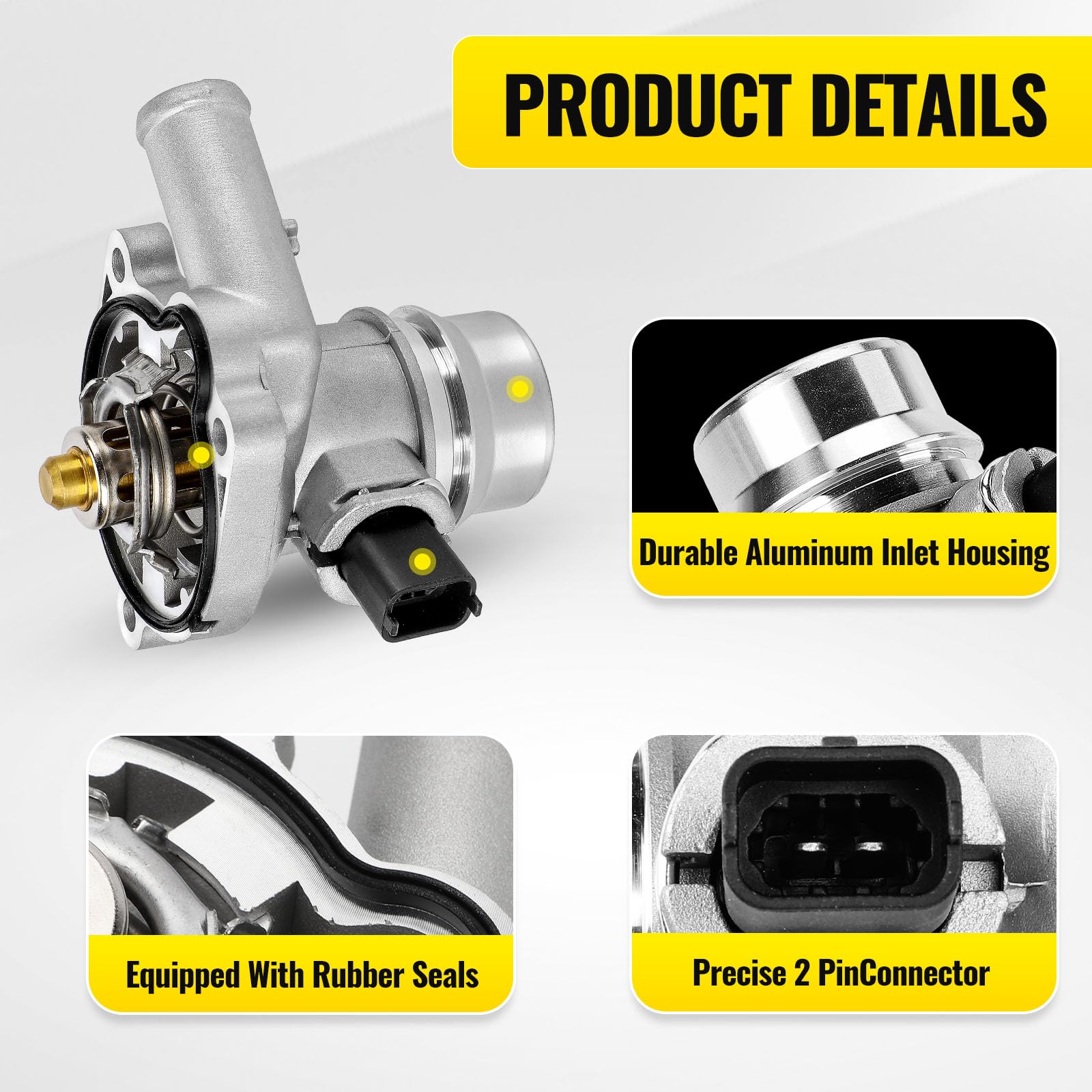 C-Tzu Upgrade Aluminium Thermostat Housing Assembly with Sensors for Buick Encore, Chevy Cruze, Sonic, Trax - Replaces 25200455, 55565336, 55579010