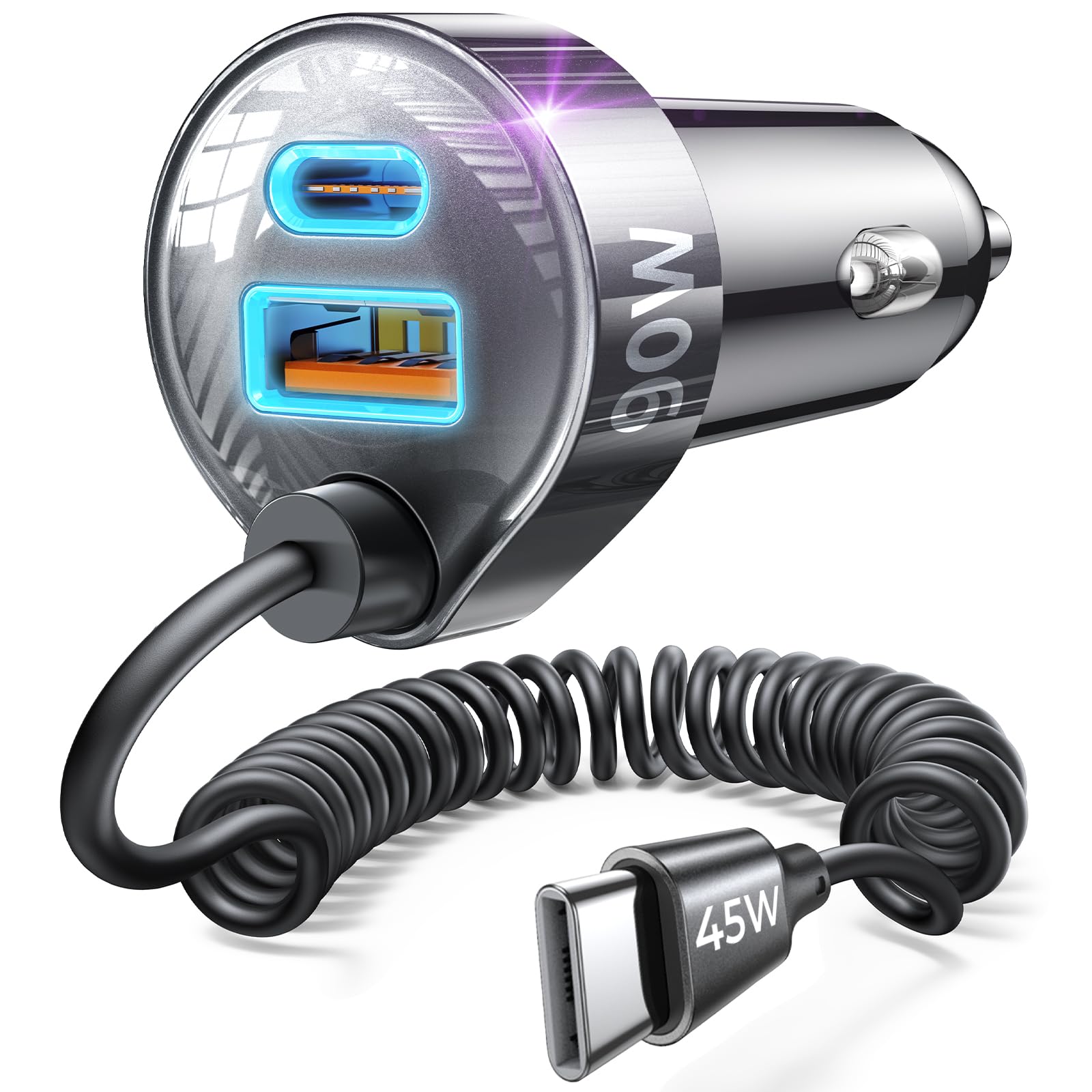 LISEN 90W for iPhone 17 16 15 Pro Max Car Charger USB C Fast Charge,Super Fast for iPhone 15 16 17 Pro Car Charger Type C Adapte