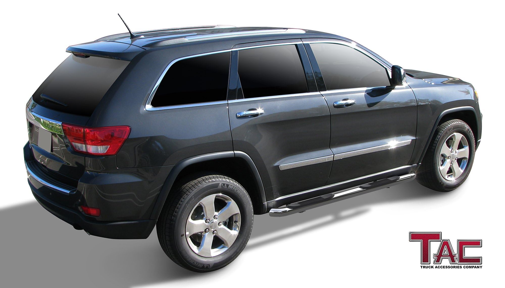 TAC Side Steps 3” Stainless Steel Nerf Bars for 2011-2021 Jeep Grand Cherokee - Silver, 2Pcs, Excludes Limited X/SRT/Trackhawk Models