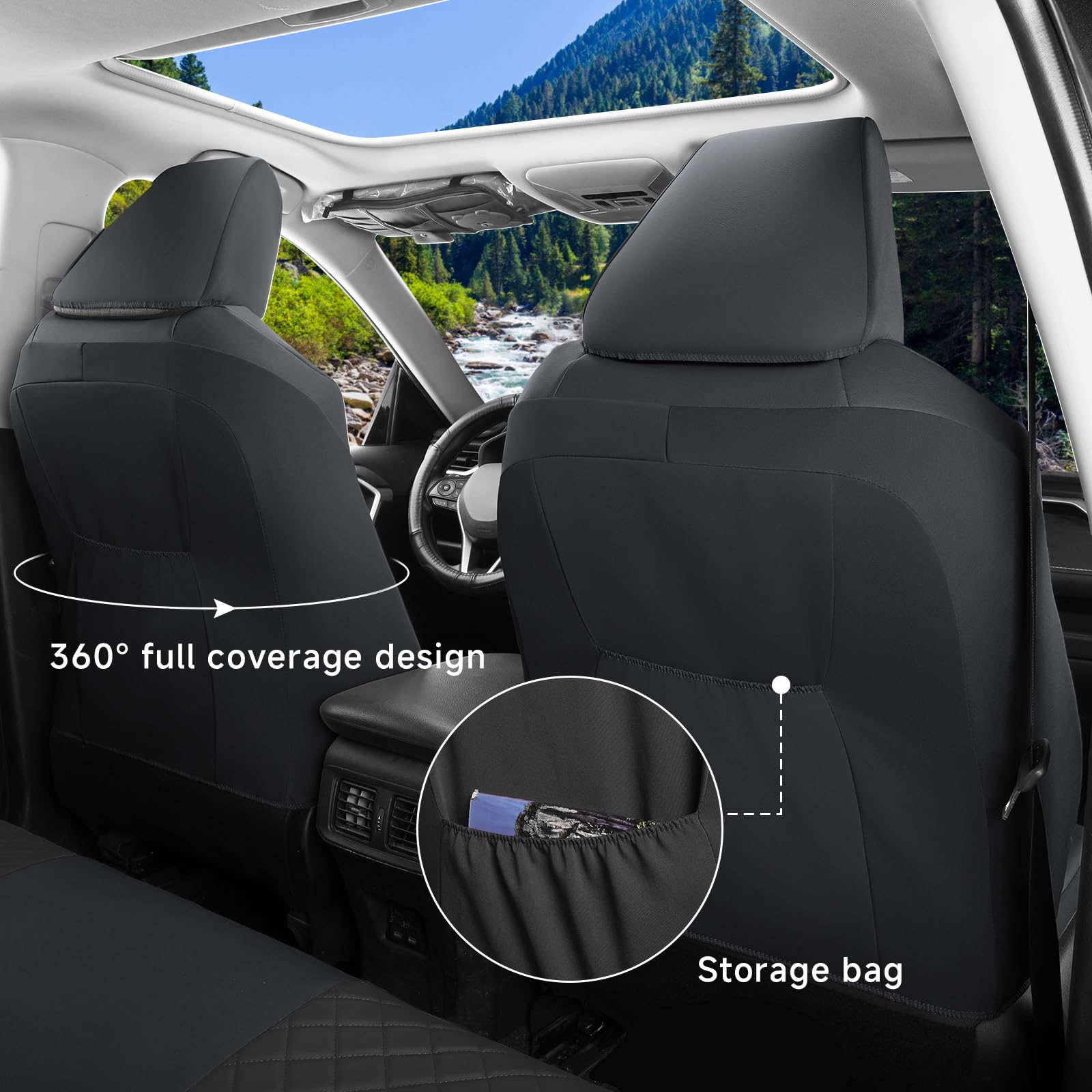 GIANT PANDA Customized Full Set Car Seat Covers Fit for Toyota Highlander 2020 2021 2022 2023 2024 2025 XLE/LE/L/Limited/Hybrid