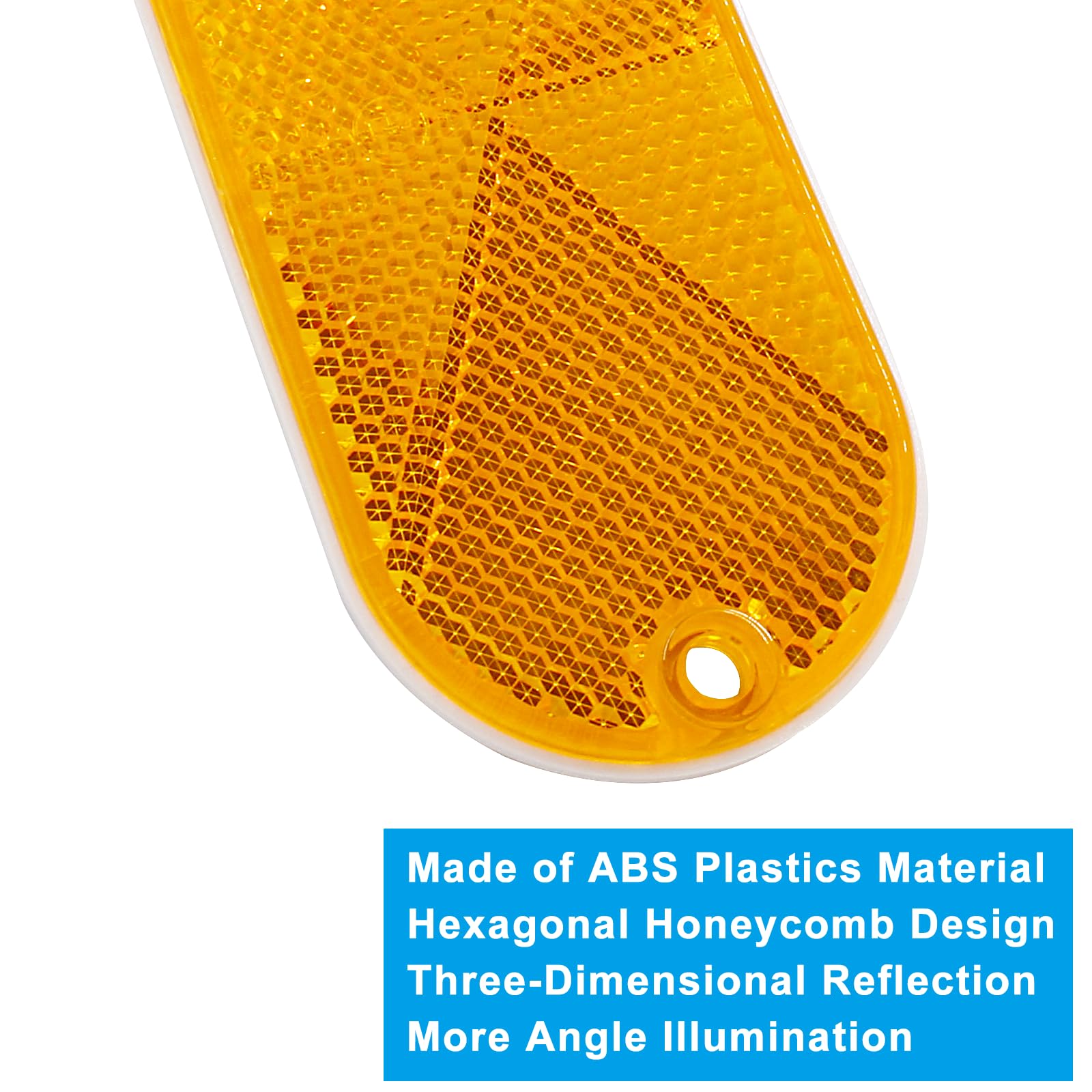 Hitefu 10PCS Front Reflector, Yellow Oval Safety Reflectors for Roads Mailboxes Automobiles Trailer Boats Tunnels Reflector, Sel