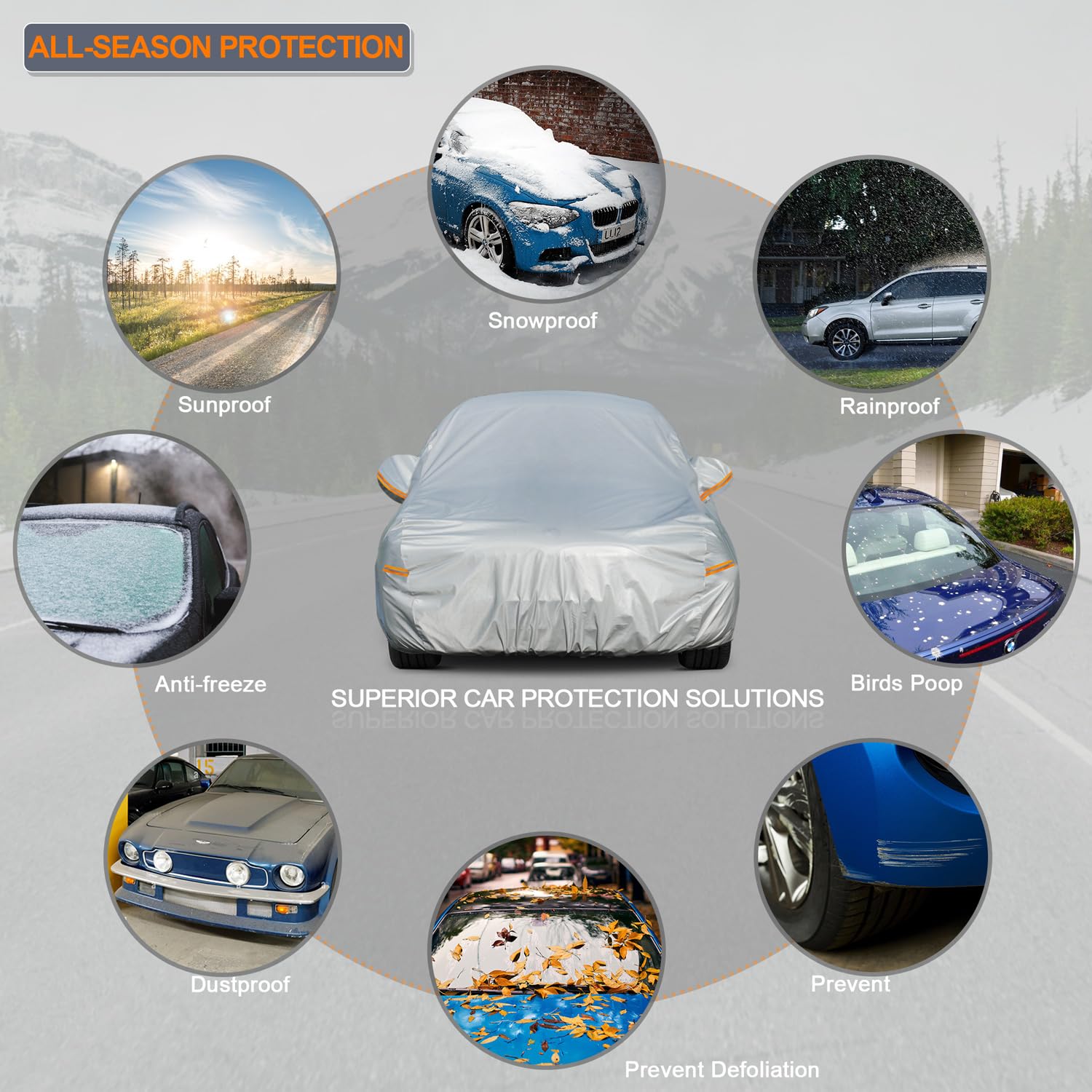 Kayme 6 Layers Car Cover Waterproof All Weather, Outdoor Car Cover Uv Rain Sun Protection, Universal Fit For Bmw E46 E36 E30, Do