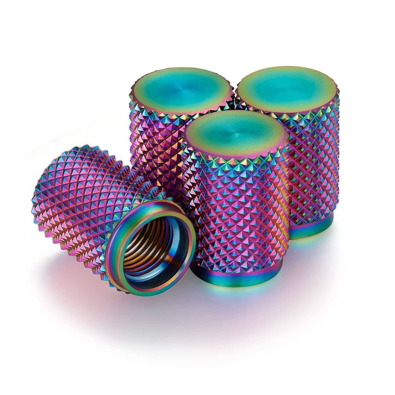 STEEL HAWK Precision CNC Machined Stainless Steel Extended Knurled Tire Air Valve Caps, Wheel Tyre Stem Covers for Cars- 4 Pack-