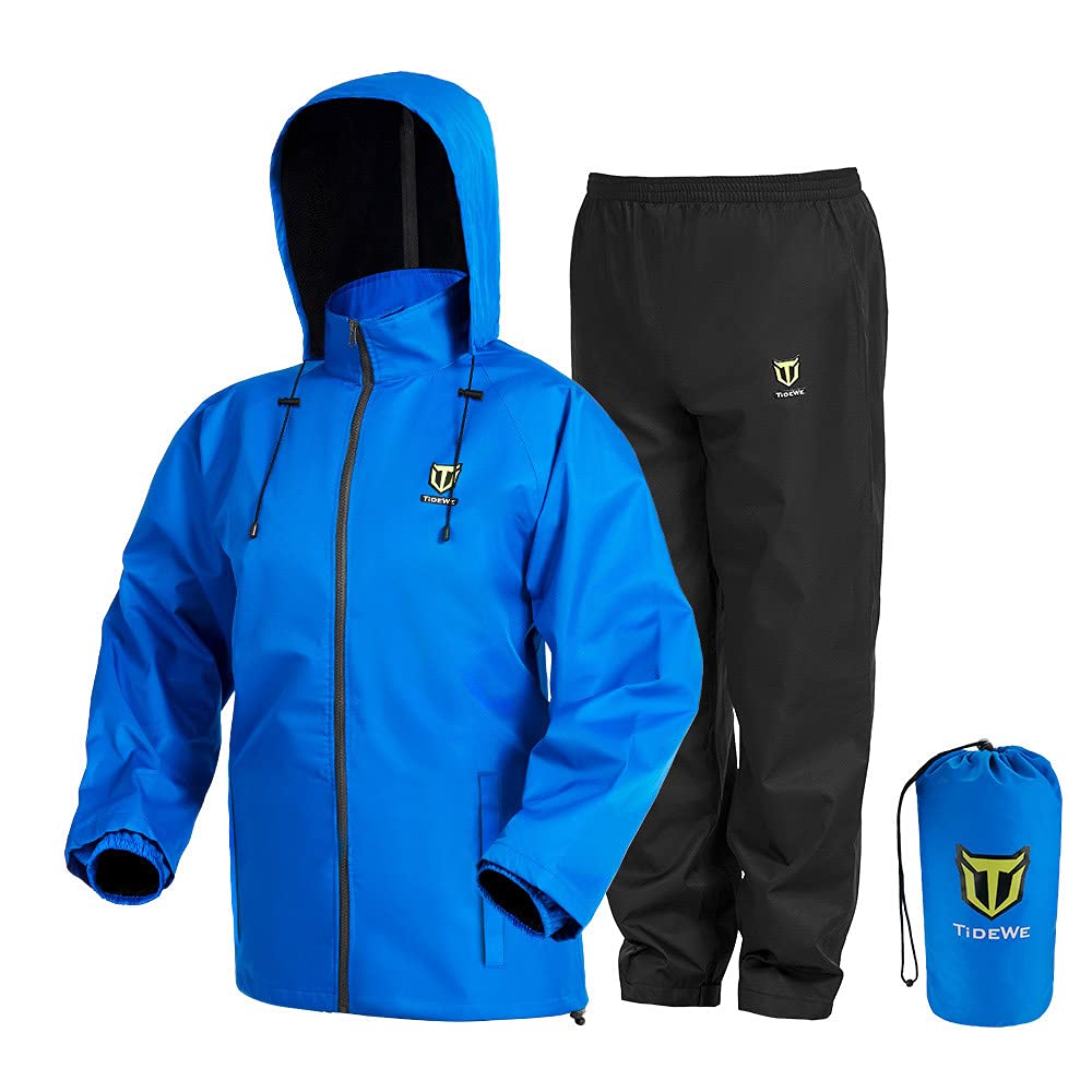 Tidewe Rain Suit, Waterproof Breathable Lightweight Rainwear (Blue Size L)