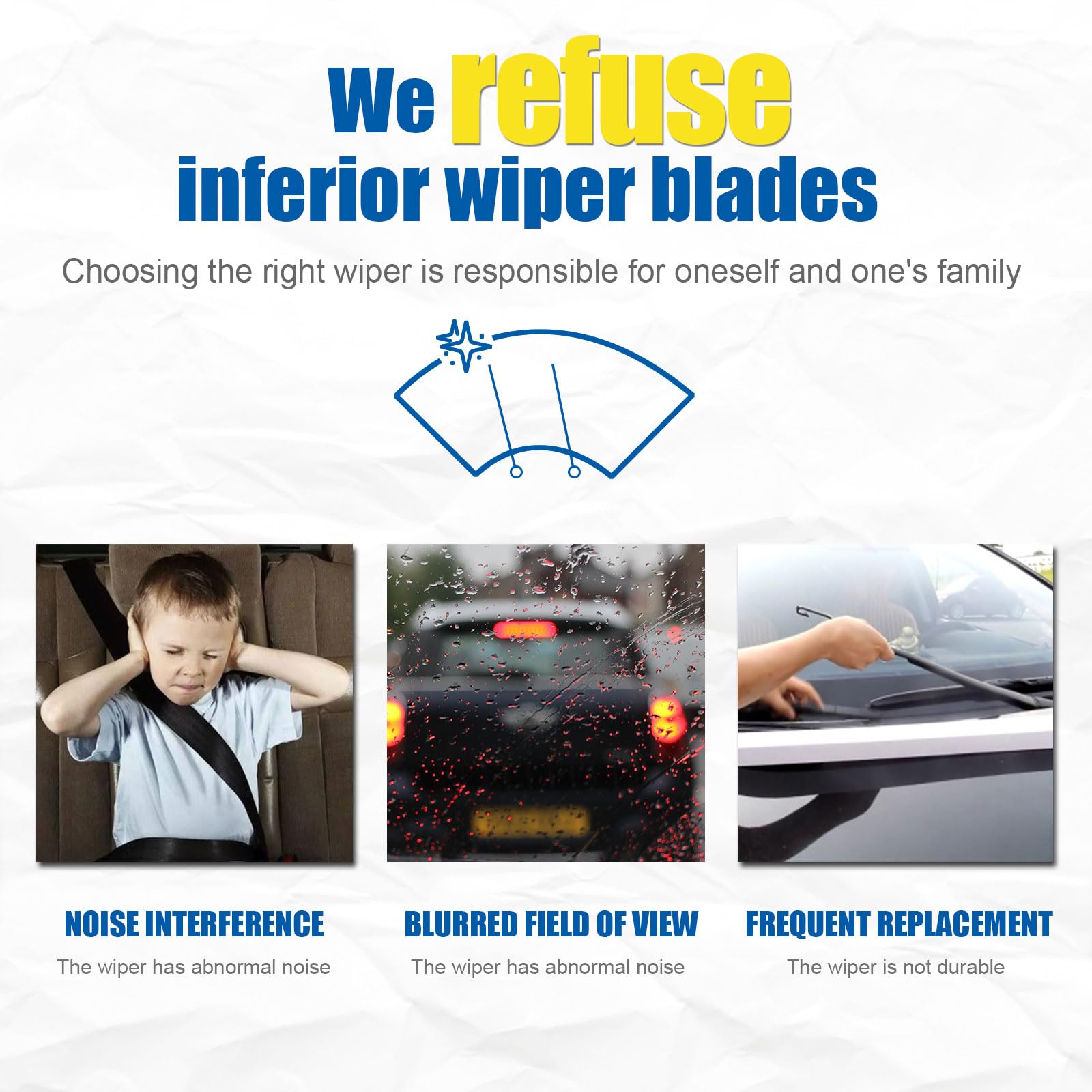 Hrsno 26''+17'' Windshield Wipers With 14'' Rear Wiper Blade Sets Automotive Replacement For Subaru Forester 2012-2018,Easy For