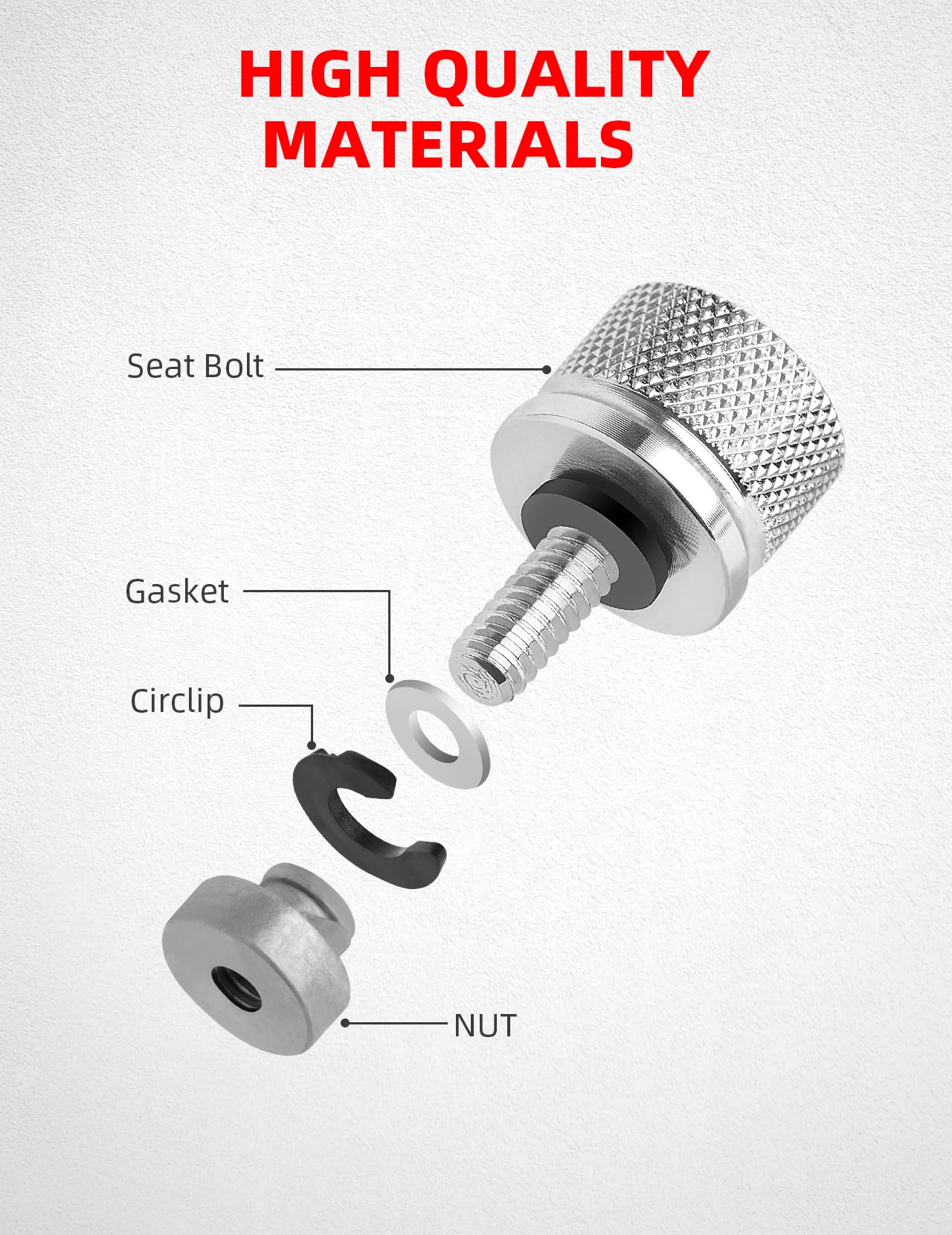 Amazicha Chrome Stainless Steel Seat Bolt Nut Kit Compatible For Harley Davidson 1996-2024