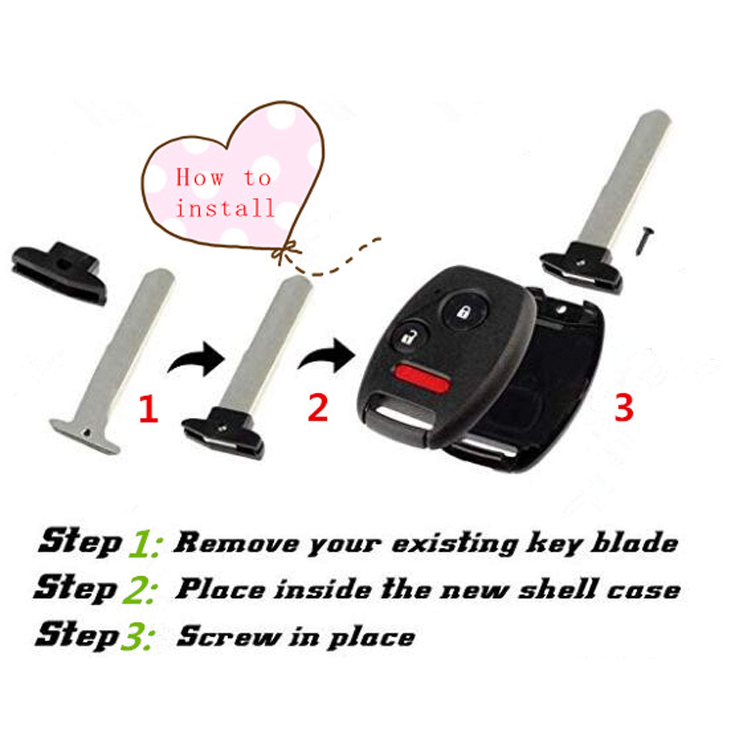 Binowen Replacement For 3 Buttons Keyless Entry Remote Honda Key Fob Shell With Screwdriver Fit Forhonda Accord/Civic/Cr-V/Fit/O