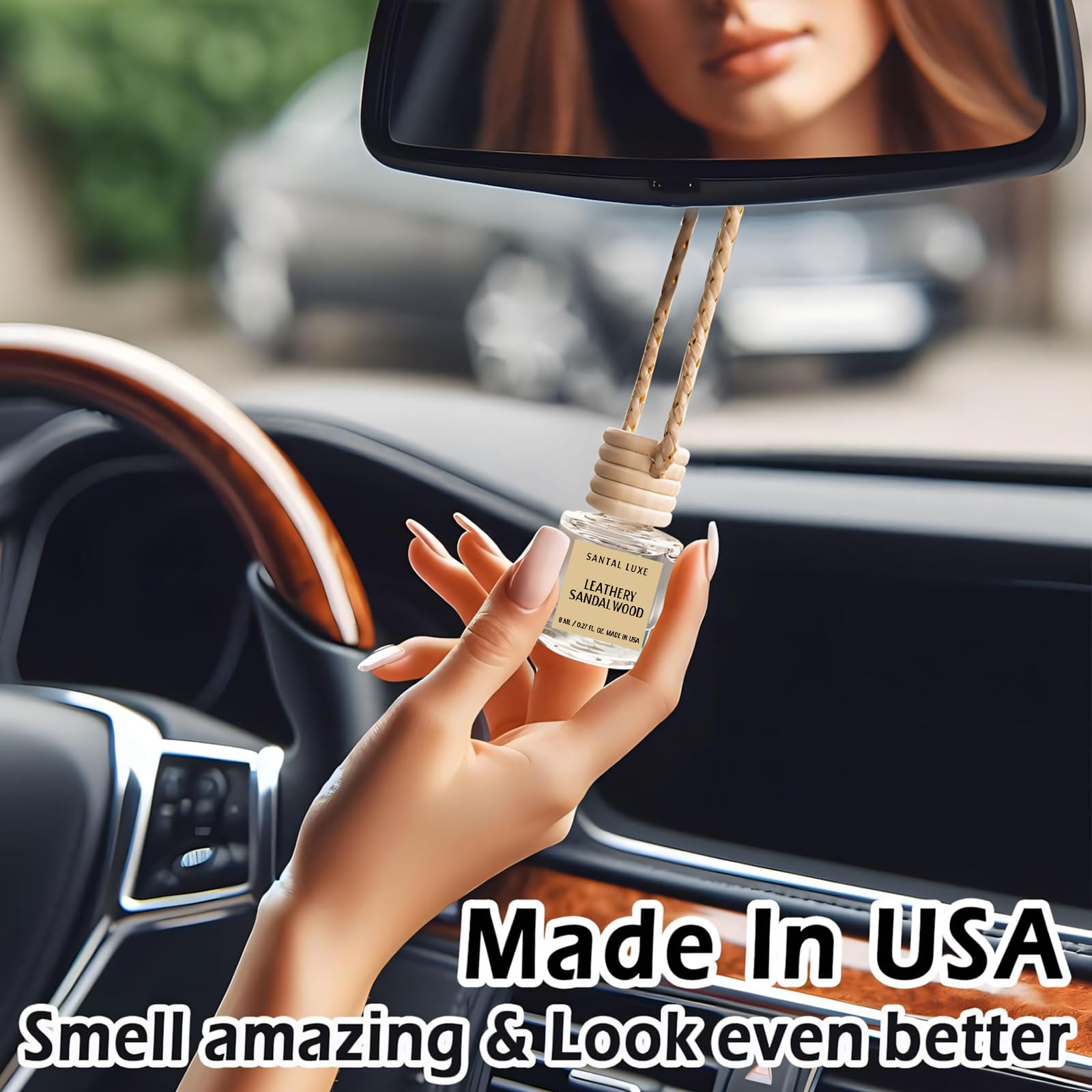 C CLASSY PERSONALIZED JEWELRY C Classy Car Air Freshener 2 Pack - Leathery Sandalwood Essential Oil Diffuser for Cars, Long-Lasting Fragrance