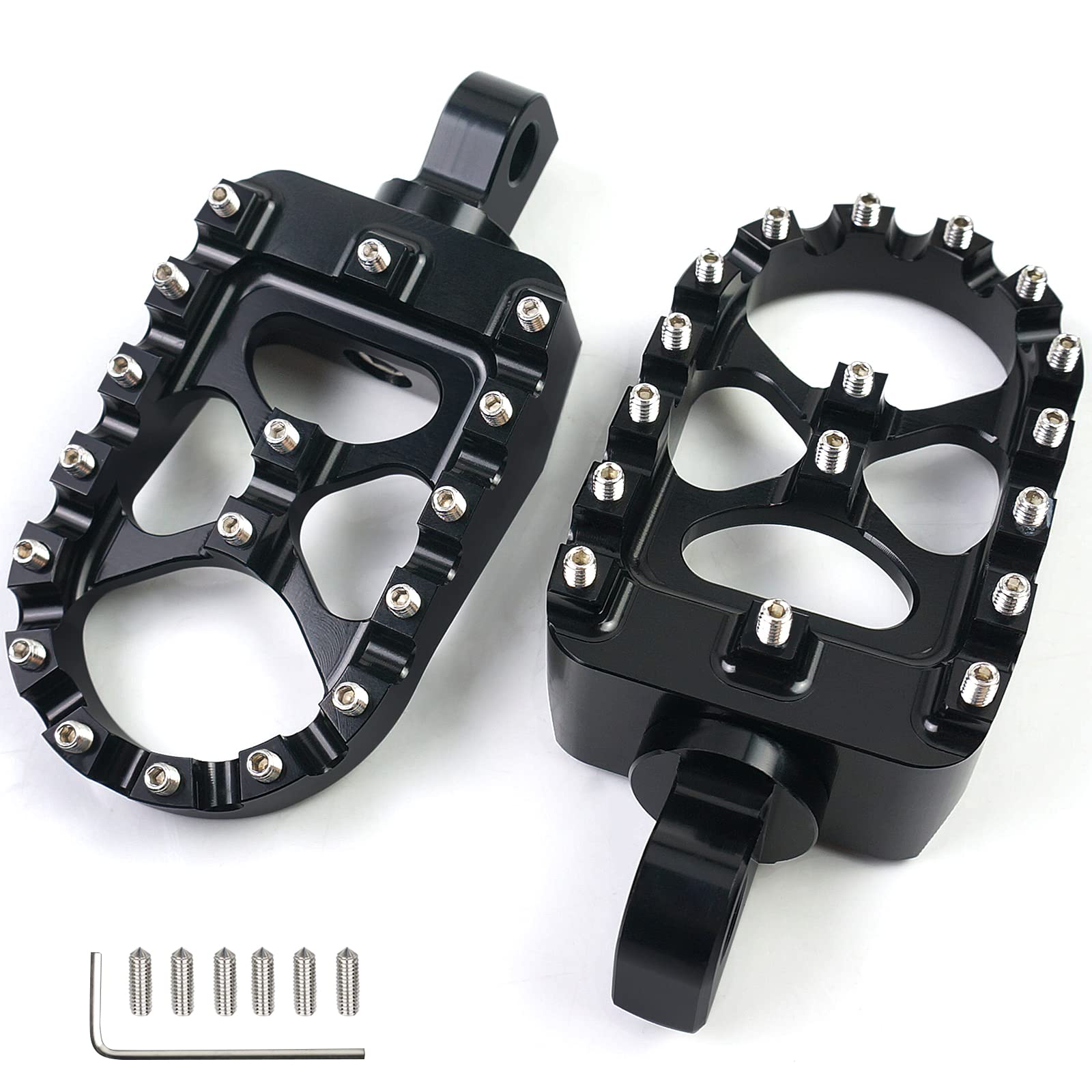MDPROMCP CNC Motorcycle Wide Foot Pegs Aluminum 360Roating Adjustable Suitable Compaitble with Dyna Fatboy Iron 883 Sportster 88