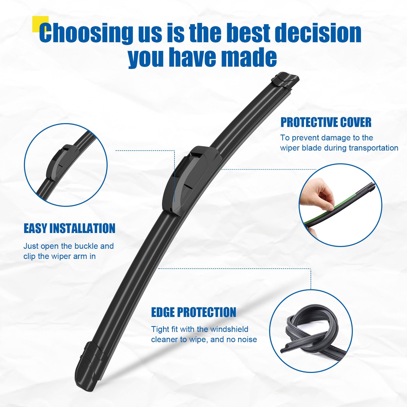 Hrsno 26''+17'' Windshield Wipers With 14'' Rear Wiper Blade Sets Automotive Replacement For Subaru Forester 2012-2018,Easy For