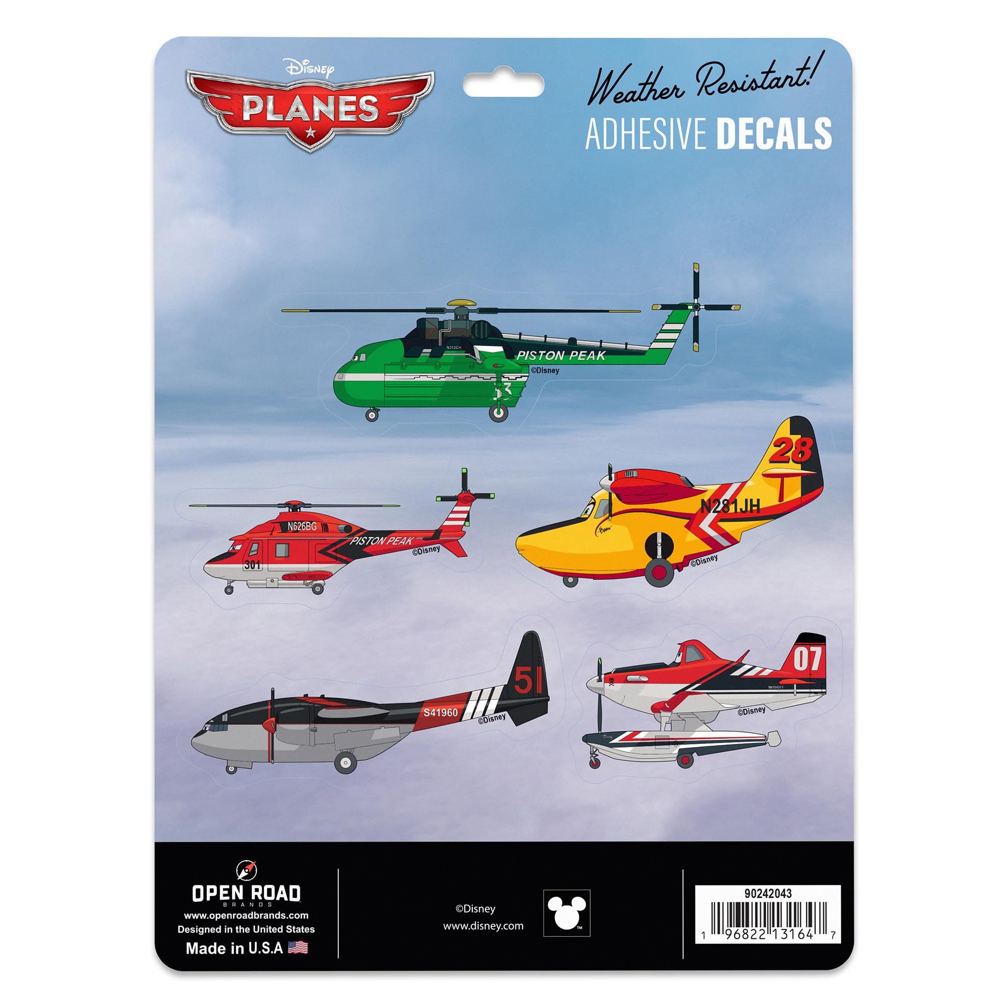 Disney Planes Aircraft Adhesive Vinyl Decals - Fun Planes Stickers for Car or Truck, 1 Pack (5 Count)