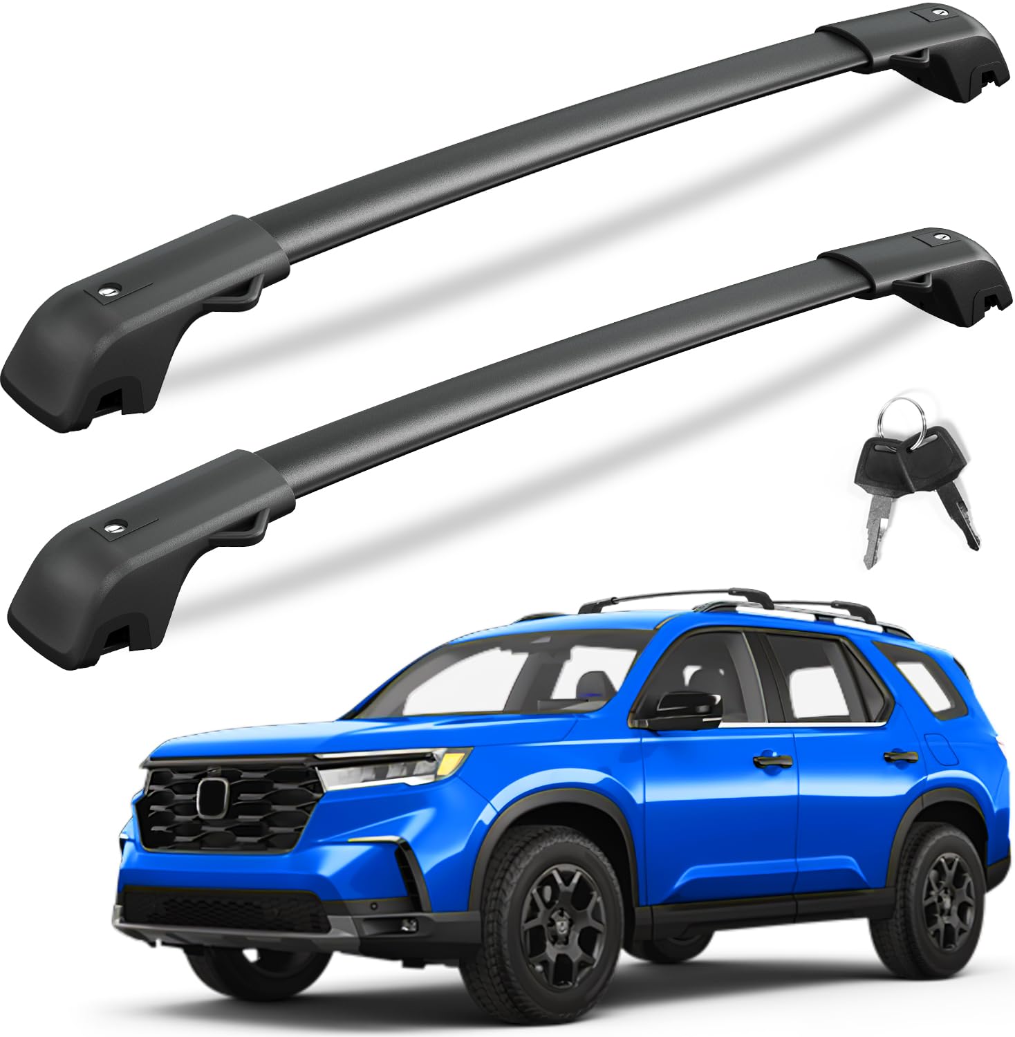 Kinggeri Lockable 220Lbs Roof Rack Cross Bars Compatible With Honda Pilot 2023 2024 2025 Sport Trailsport Touring Elite With Rai