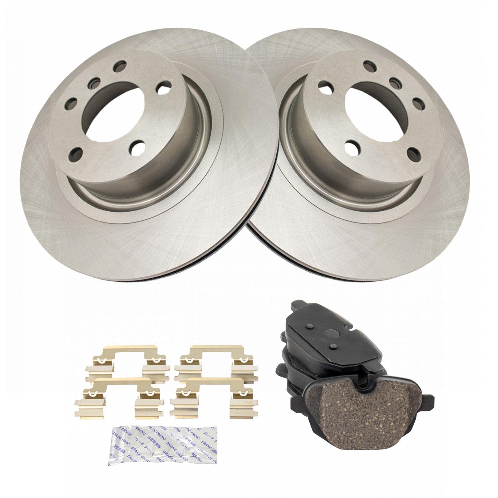TRQ Rear Brake Pad & Rotor Kit Brake Pads Brake Rotor Ceramic Compatible with 2011-2016 BMW X3 2015-2016 X4