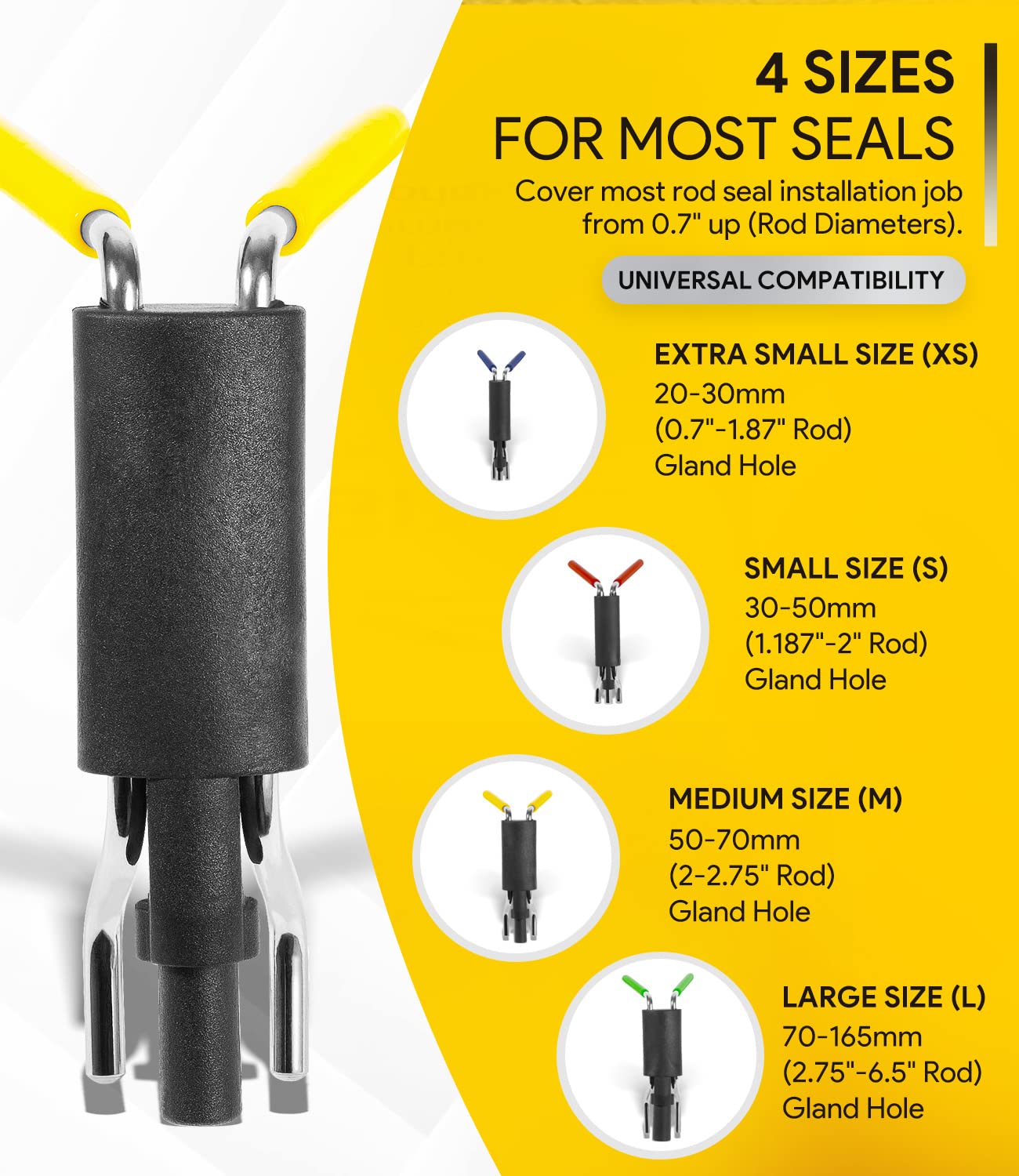 sixcow 6 Pack Hydraulic Seal Installation Tools, U-Cup Rod Seal Kit, Frosted, Model XKYYGGJ6JT-US-1, Strong Seal Twistor Tool Set