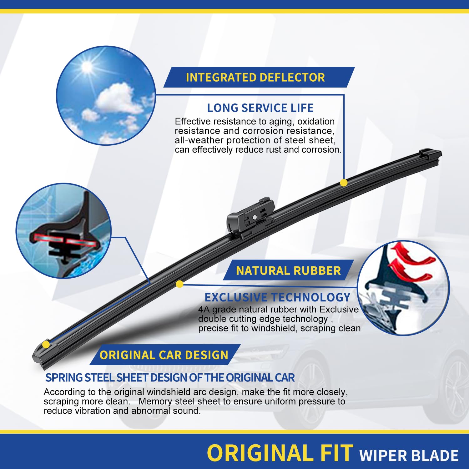 3 Wipers Factory Replacement For Gmc Terrain Chevy Equinox 2010-2017 Original Equipment Windshield Wiper Blades Set - 24''+17''+