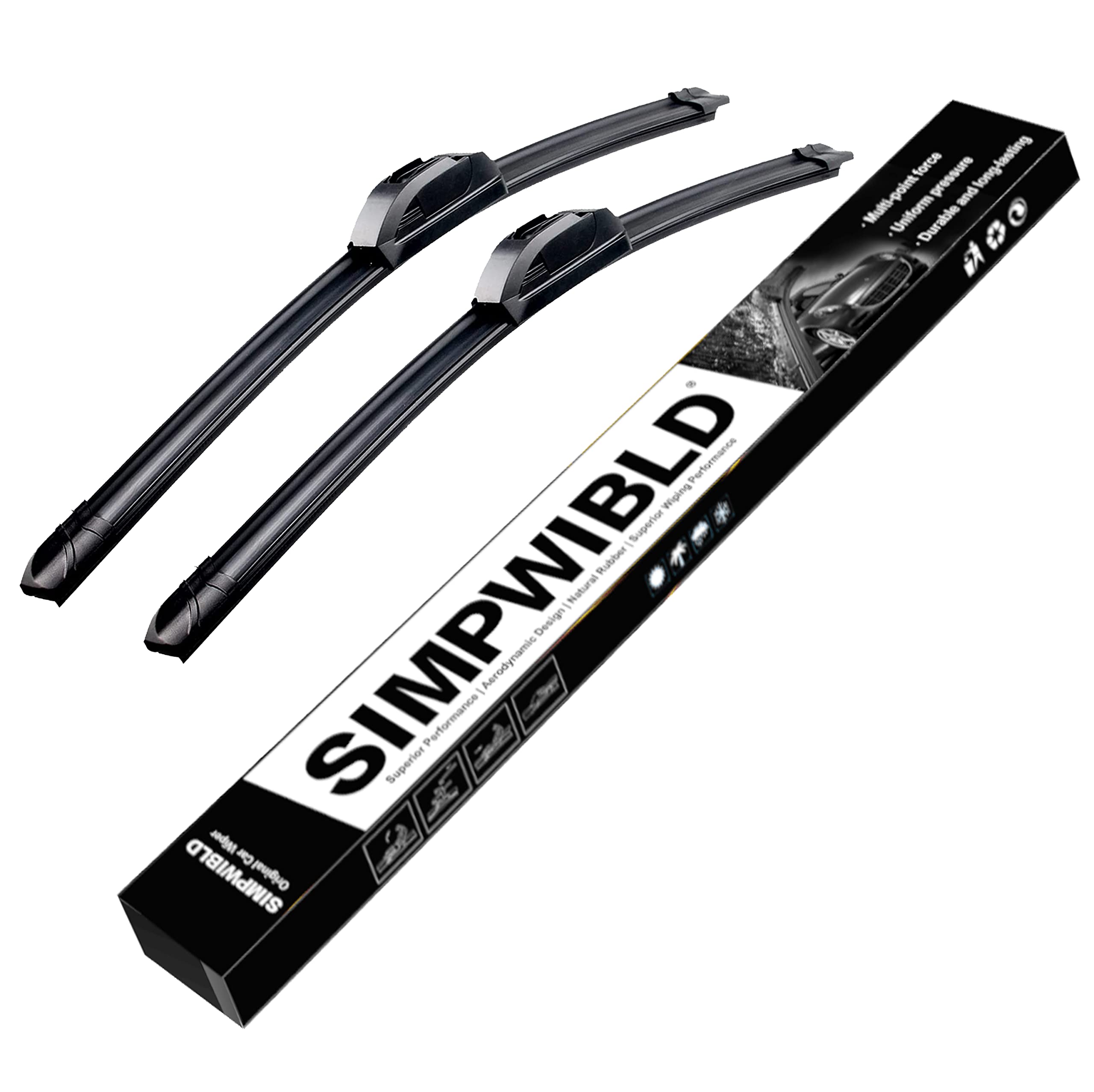 Simpwibld Wiper Blades,Premium All-Seasons Durable Stable And Quiet Oem Quality J Hook Front Windshield Wipers 26'+16' (Set Of 2)