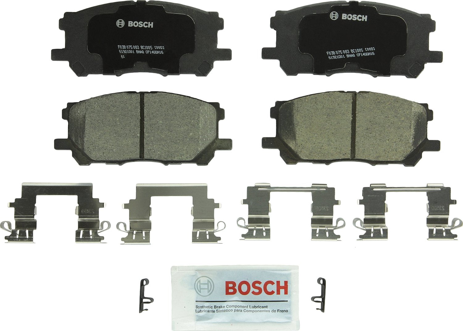 BOSCH BC1005 QuietCast Premium Ceramic Disc Brake Pad Set - Compatible with Select Lexus RX330, RX350, RX400h; Toyota Highlander