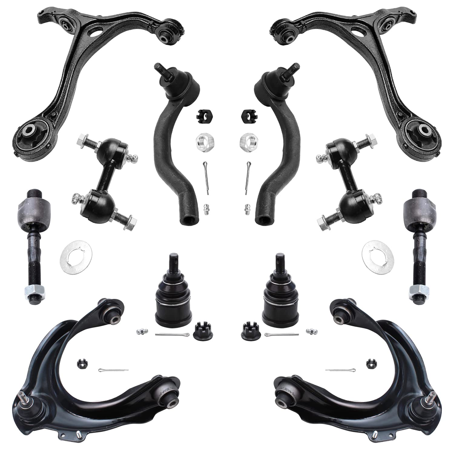 Detroit Axle - 12pc Front End Suspension Kit for Acura 04-08 TSX, 03-07 Honda Accord, Upper & Lower Control Arms Tie Rods Sway B