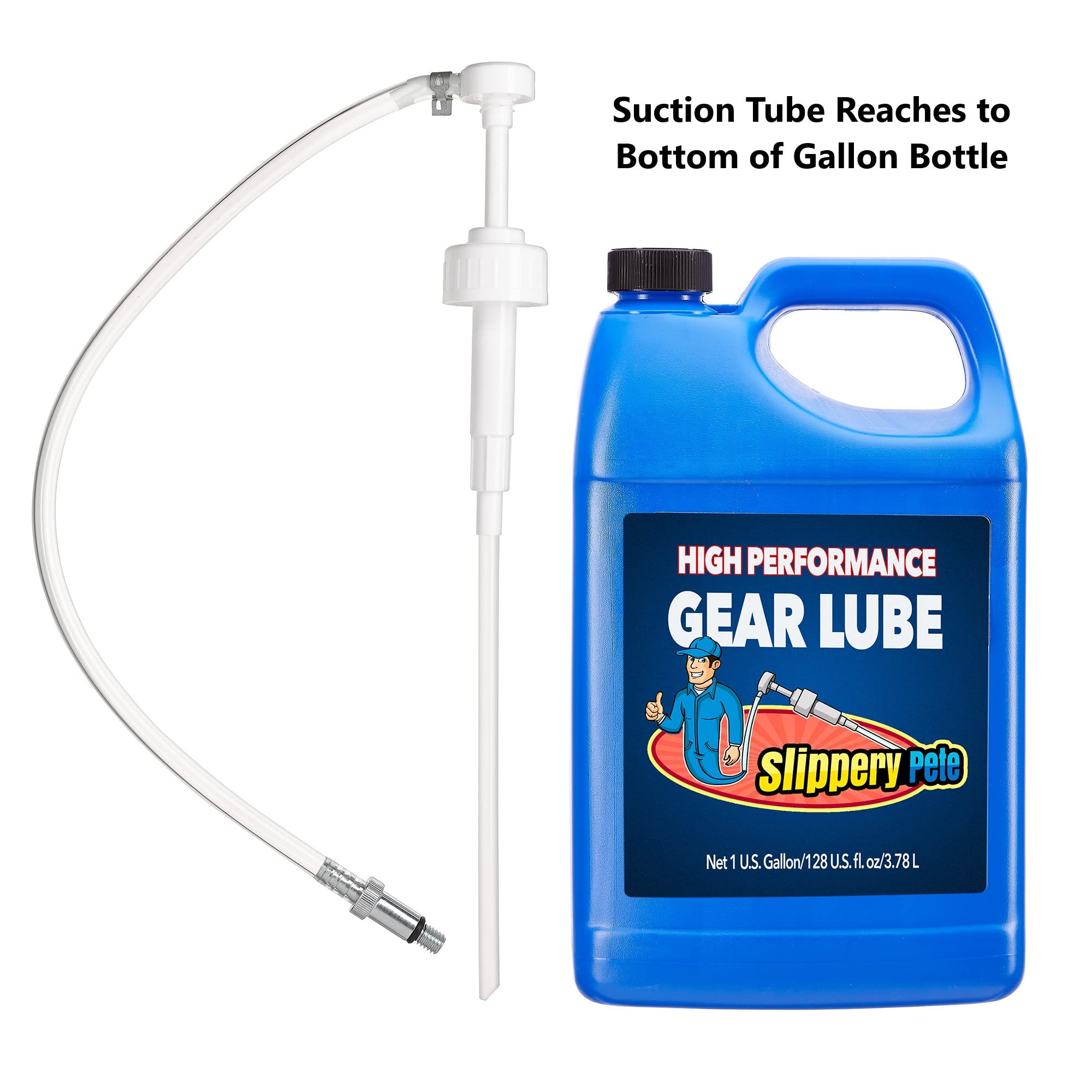 Slippery Pete - Lower Unit Gear Oil Pump For Wide-Mouth Quart Bottles, Includes 3/8 Inch Metal Swivel, 8Mm, 10Mm Adapters Fits M