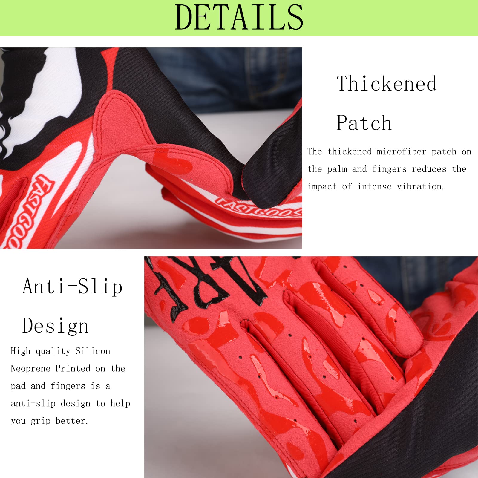 Fastgoose Dirt Bike Motorcycle Gloves Motocross Gloves Motorbike Riding Bike Gloves Atv Mx Mtb Off Road Racing Sports Cycling Glove (Red/Black, X-Large)