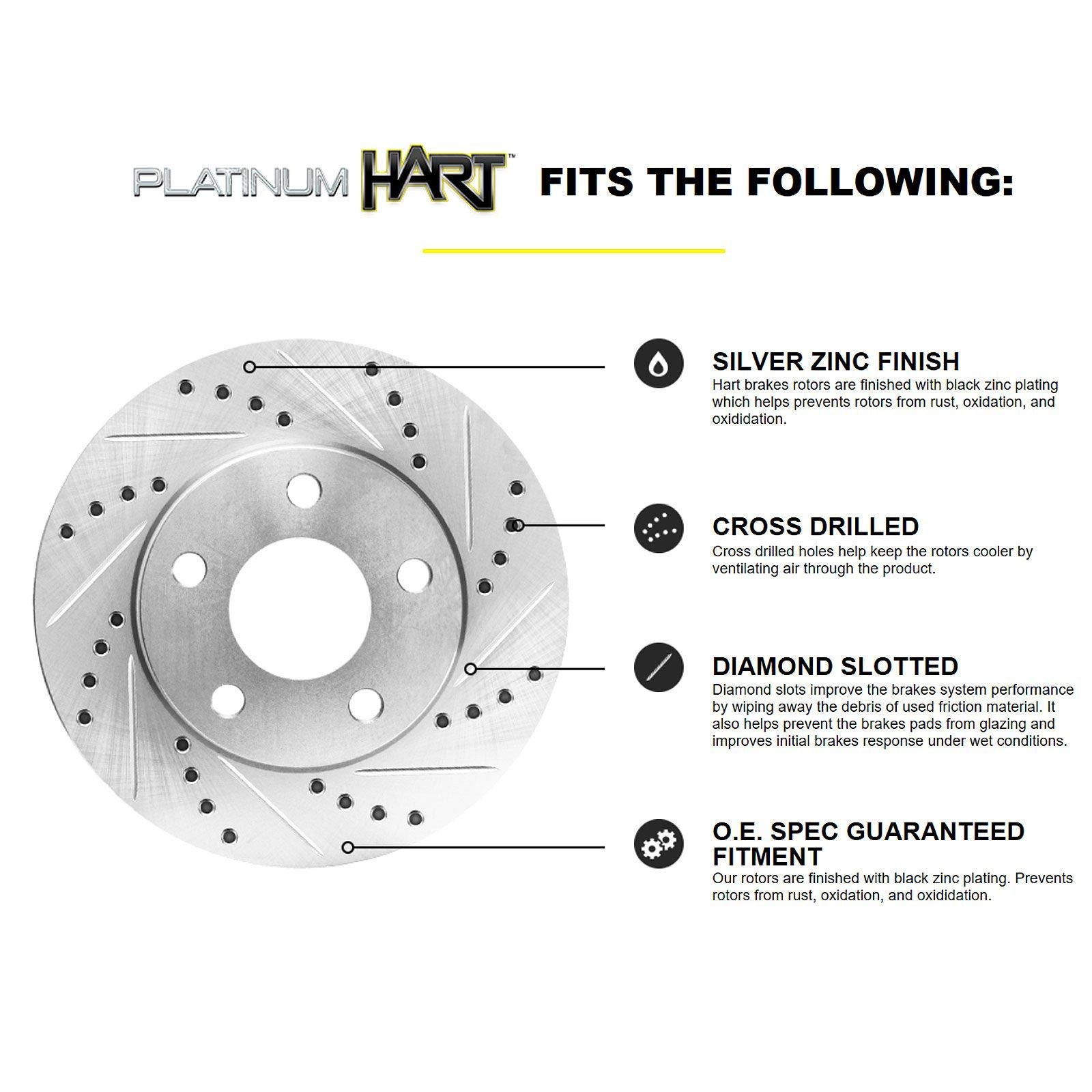 Hart Brakes Front Brakes And Rotors Kit |Front Brake Pads| Brake Rotors And Pads| Ceramic Brake Pads And Rotors - Phcf.51056.02