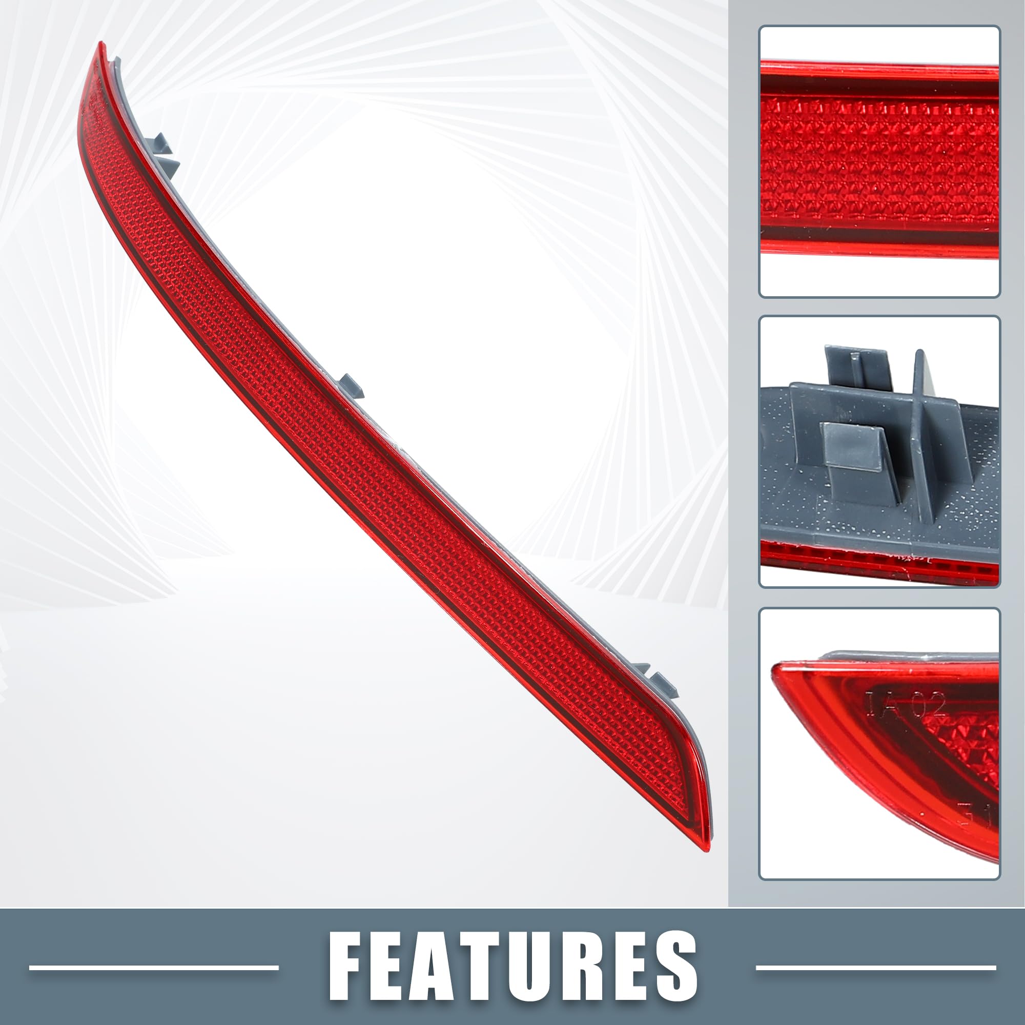 A Absopro Car Rear Left Bumper Reflector No.A1668200074 For Mercedes-Benz Ml350 2012-2015 Plastic Red