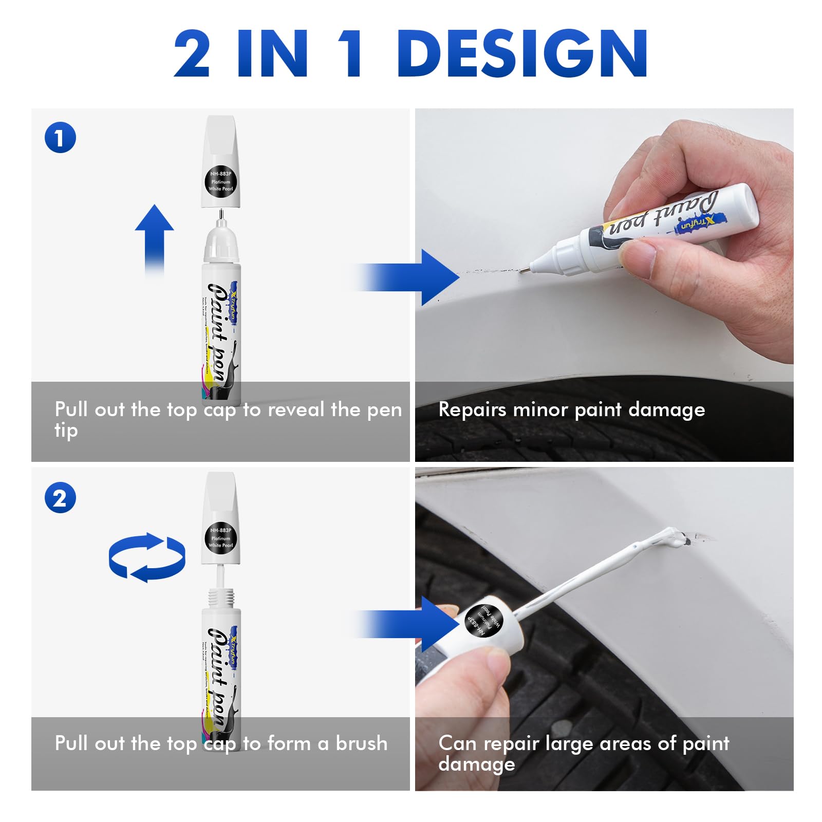 XTryfun Crystal Black Pearl (NH-731P) Touch Up Paint Compatible with Honda, DIY Car Paint Scratch Repair, Quick & Easy Fix Autom