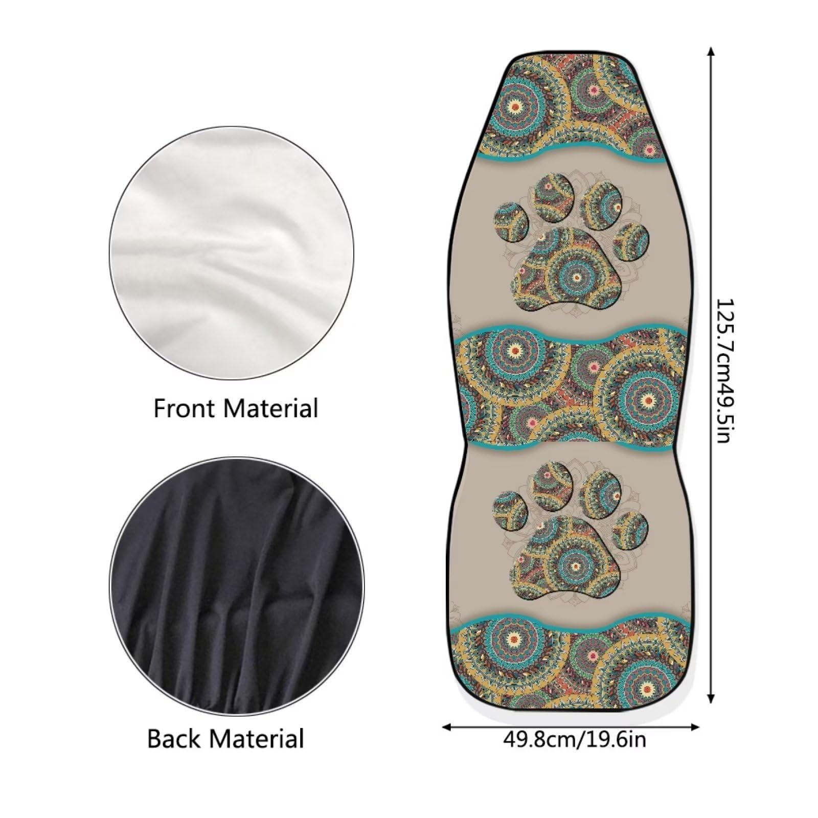 Bigcarjob Aztec Tribal Paw Car Seat Covers Front Seat Protector 2 Packs Set Of Vehicle Interior Seat Mat Cover Universal Fit Car