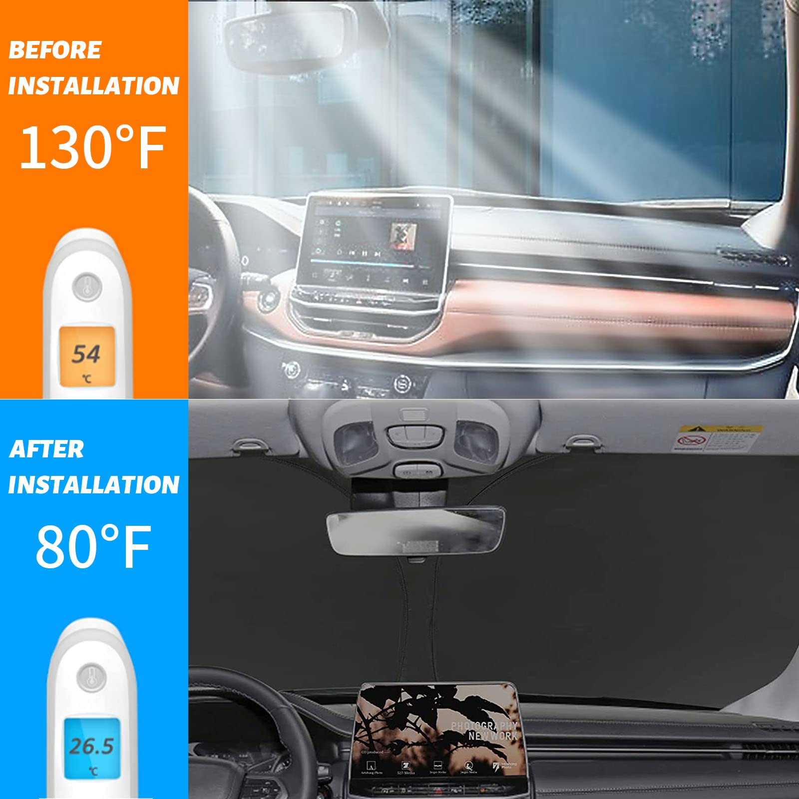 Moricere Upgrade Windshield Sun Shade For Jeep Wrangler Jl Jlu 2018-2023, Foldable Windshield Sun Visor Blocks Uv Rays