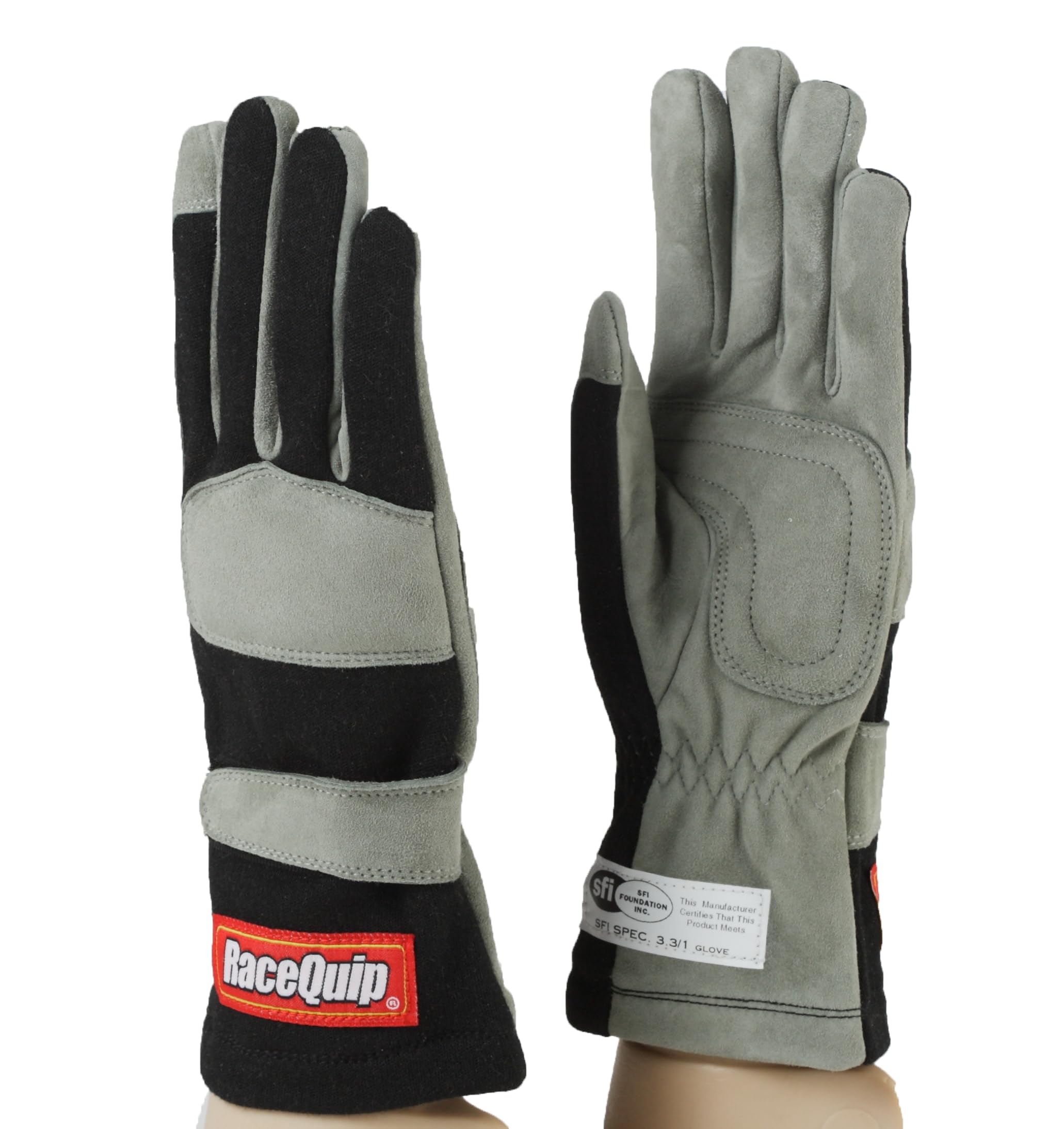 Racequip Race Gloves 351 Series 1 Layer Nomex Sfi 3.3/1 Certified Black Large 351005