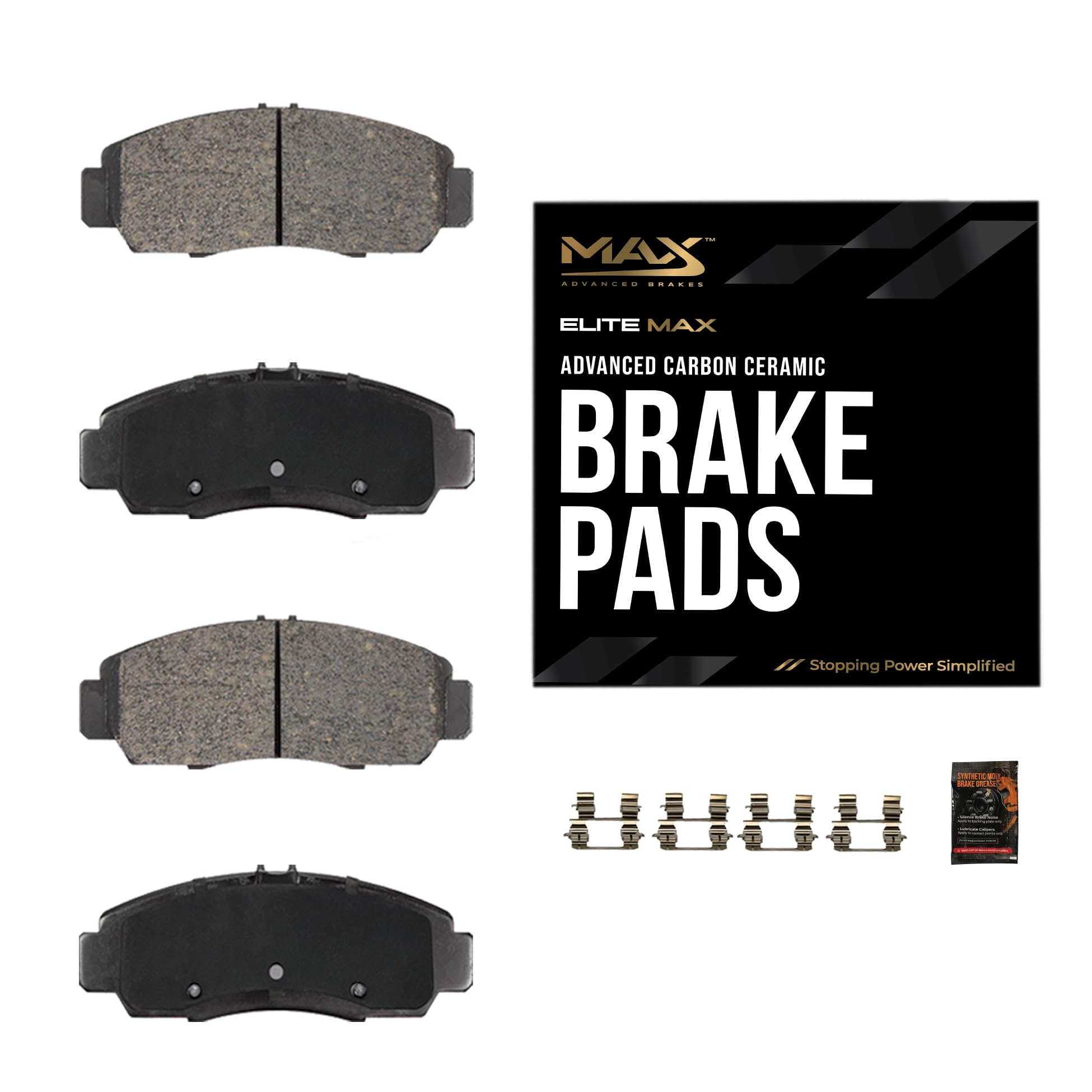 Max Advanced Brakes Front Brake Pad Compatible With 2006 2007 2008 2009 2010 2011 2012 2013 Suzuki Grand Vitara, Elite-Max Carbo