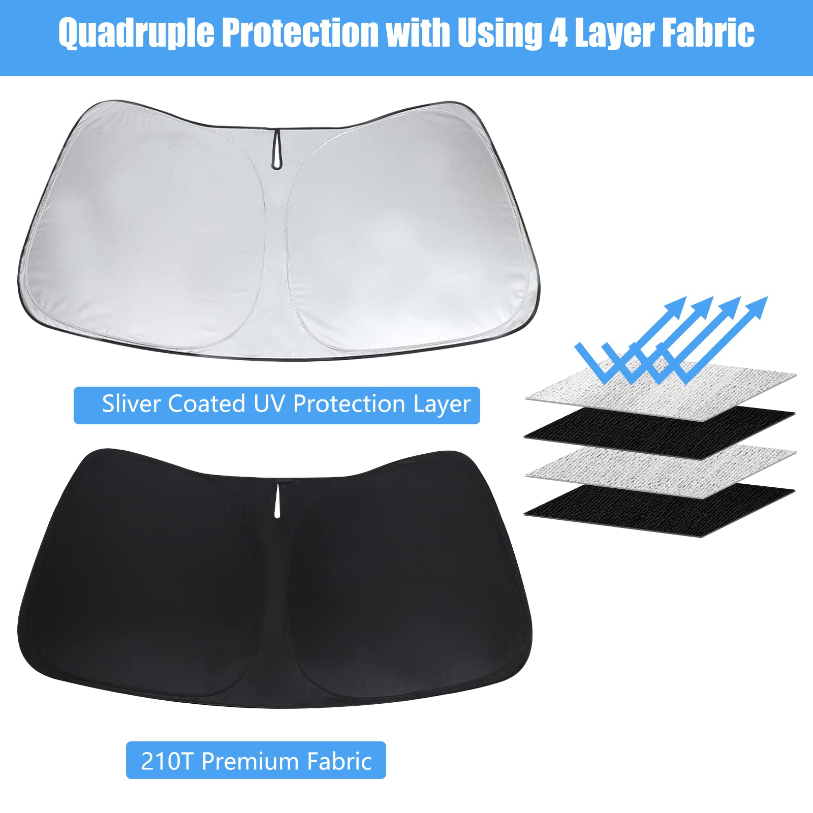 Windshield Sun Shade For Ford Explorer Window Sunshade 2020 2021 2022 2023 2024 2025 Accessories Sunshade Windshield Cover - 4 L