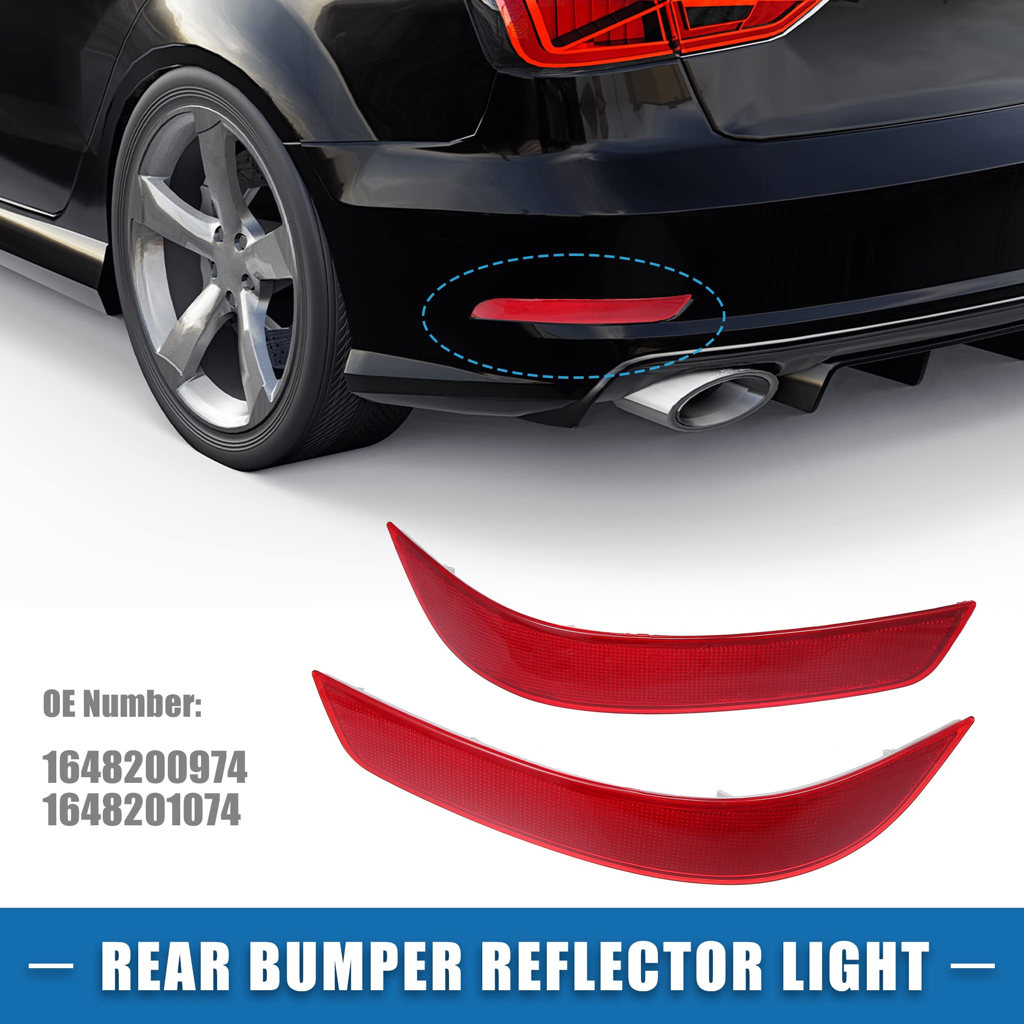 A ABSOPRO Rear Bumper Reflector Light 1648200974 for Mercedes-Benz GL450 4.7L V8 2010-2012 ABS Red Gray