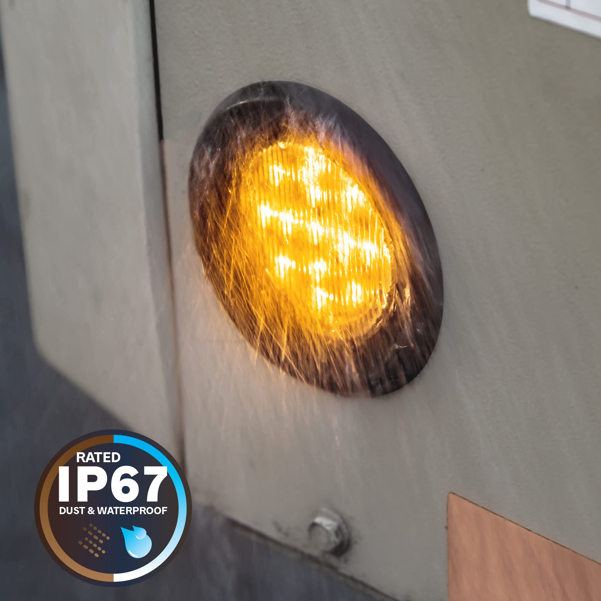 True Mods 4Pc 2.5'' 12V Amber Round Led Clearance Side Marker Lights [Dot Fmvss 108] [Sae P2] [Reflector Lens] [Grommet & Plugs]