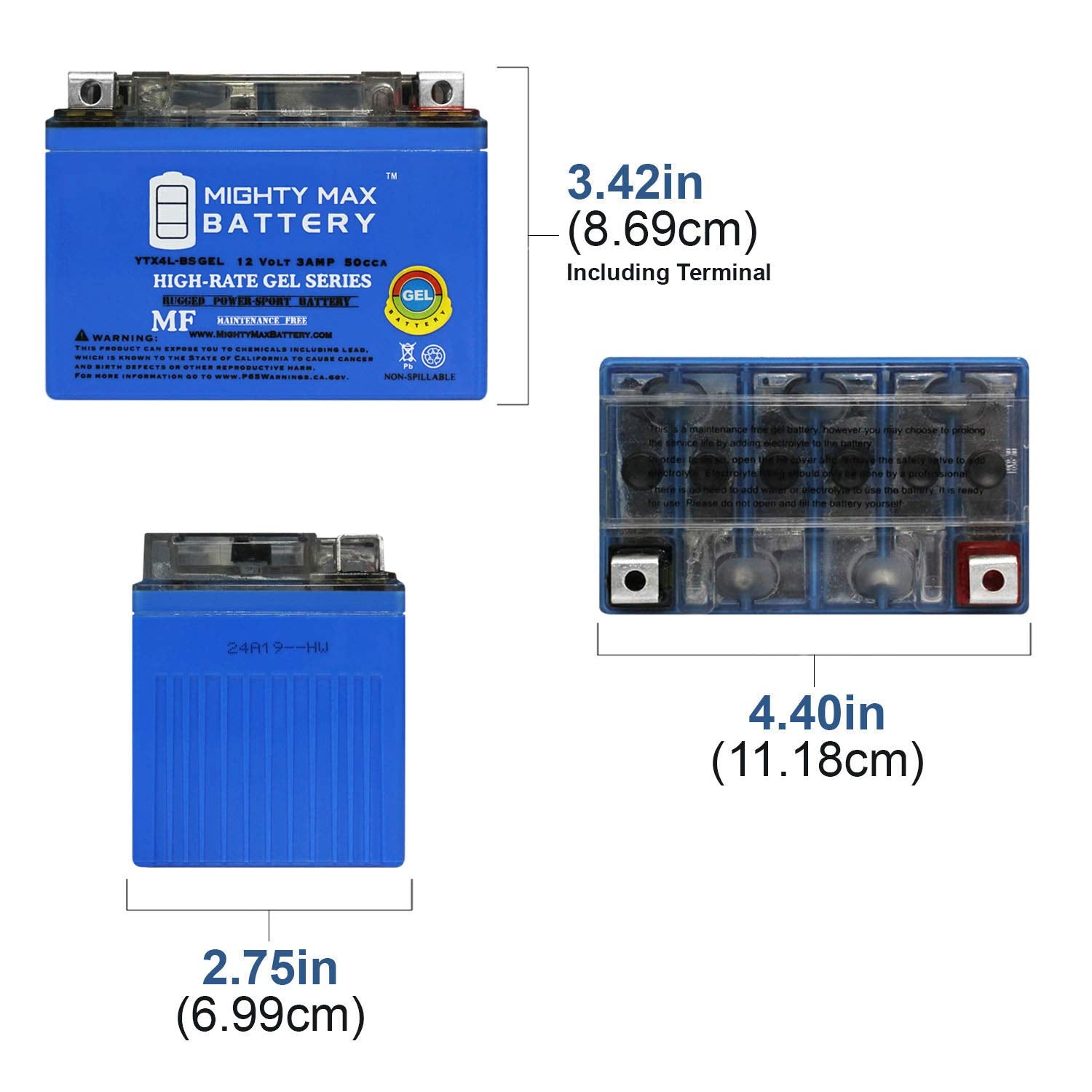 Mighty Max Battery Ytx4L-Bs Gel Battery For Atv Quad Dirt/Pit Bike 50/70/110/125 Cc (10 Pack)