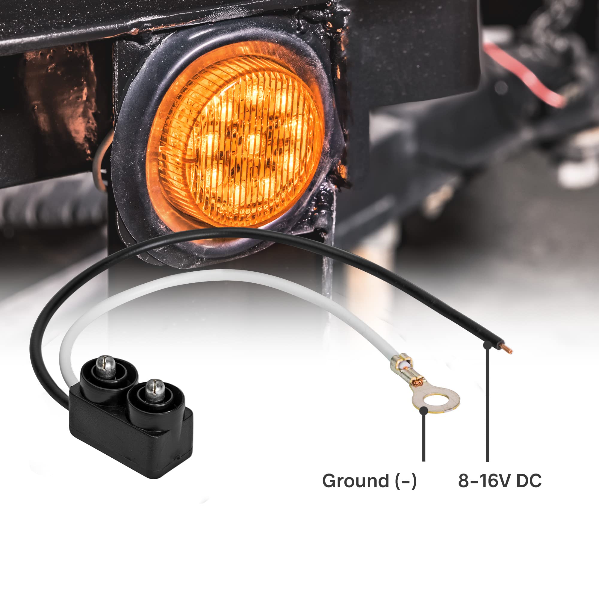 True Mods 2'' 12V Amber Round 10 Led Light [2 In 1 Reflector] [Polycarbonate] [Dot Fmvss 108] [Sae P2] [Grommet & Plugs] Submers