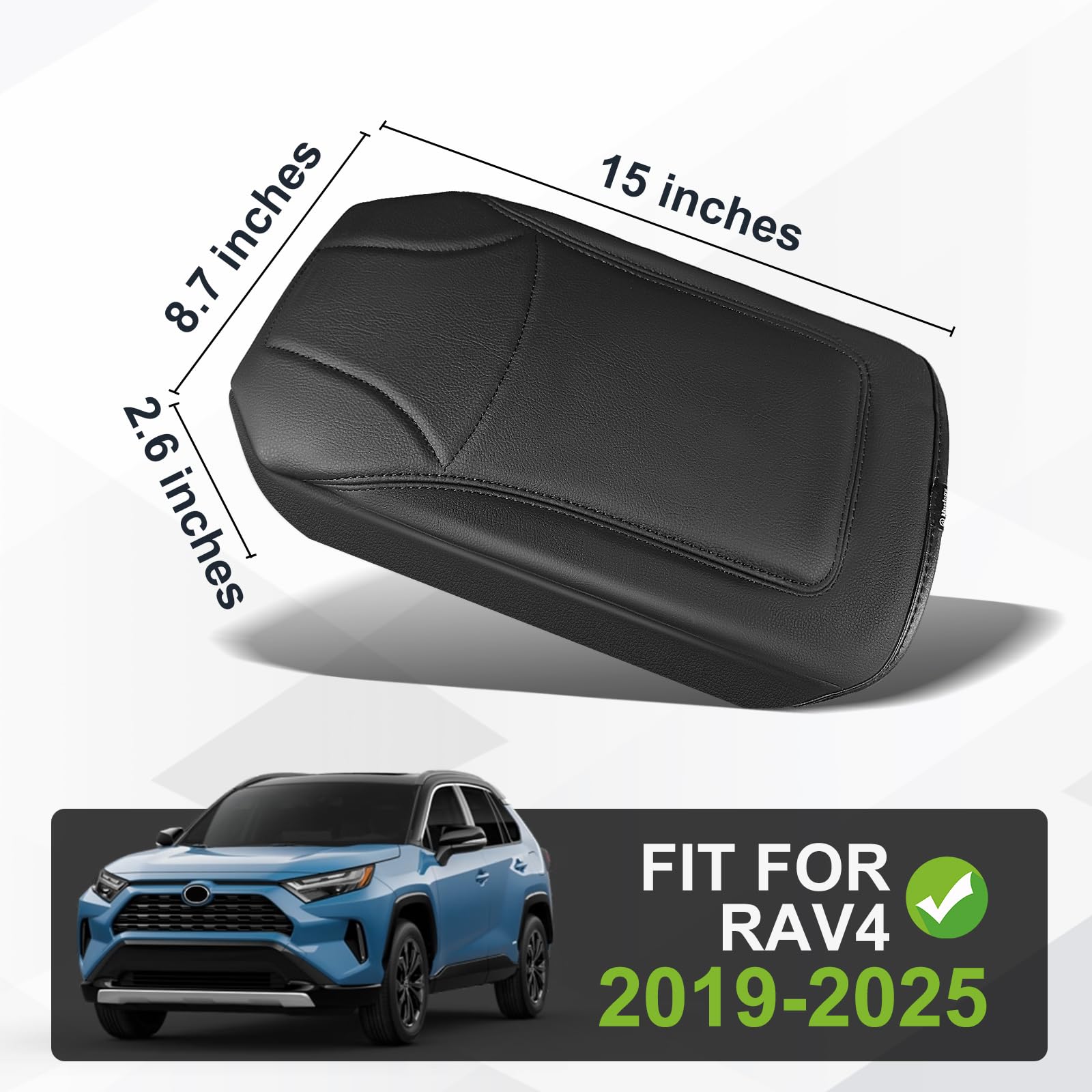 Muslogy Center Console Armrest Cover for Toyota RAV4 2019-2025, Vegan Leather, Regular Thick, Model MUS-ACEXTRA-51B
