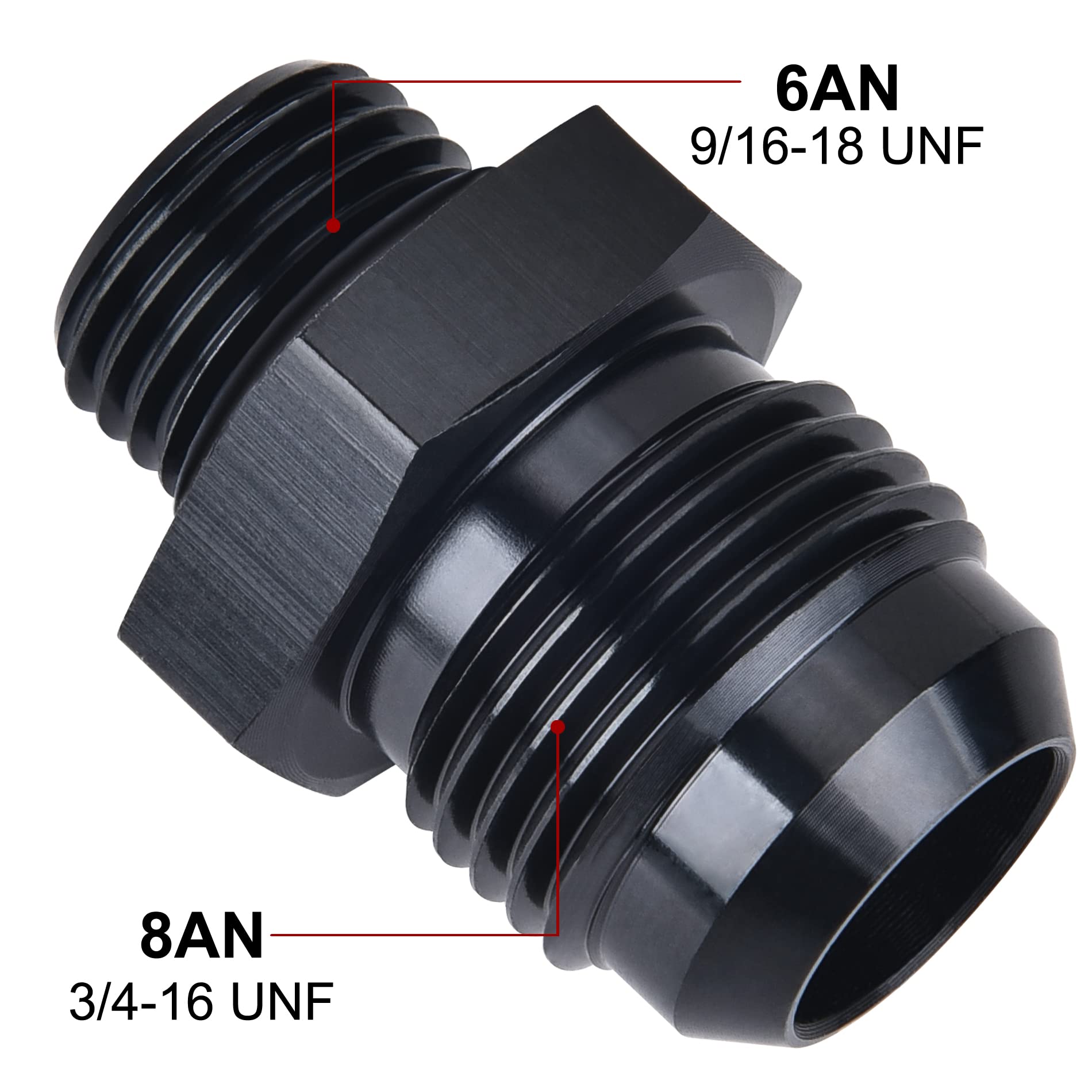 Evil Energy 8An Flare To An6 Orb Male O-Ring Fitting Adapter 2Pcs