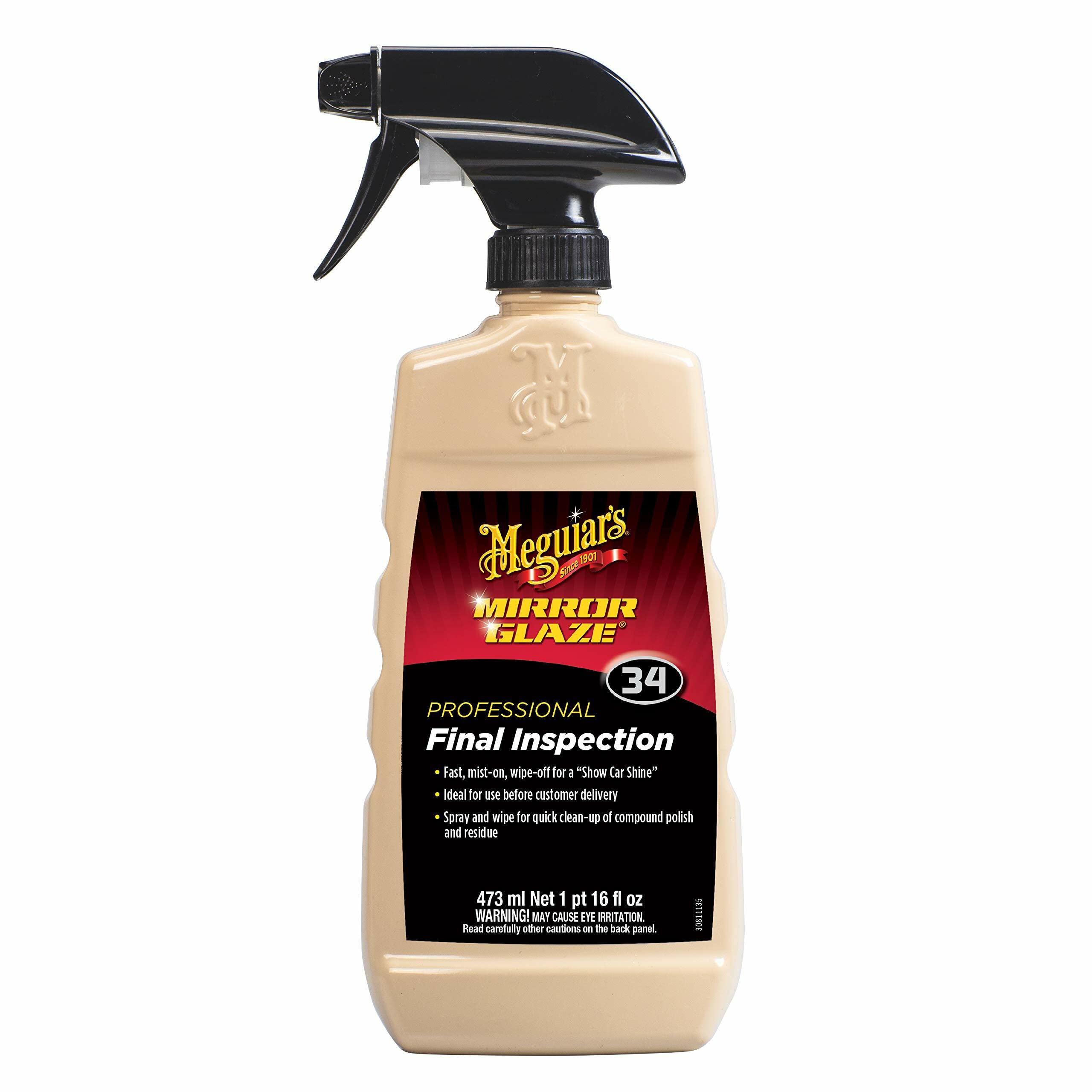 Meguiar'S Professional Final Inspection M3416 - Body Shop Detailer Spray For Removing Light Dust, Contaminants, Smudges, And Finger Prints, Car Detailer Spray Effective As A Clay Bar Lubricant, 16 Oz