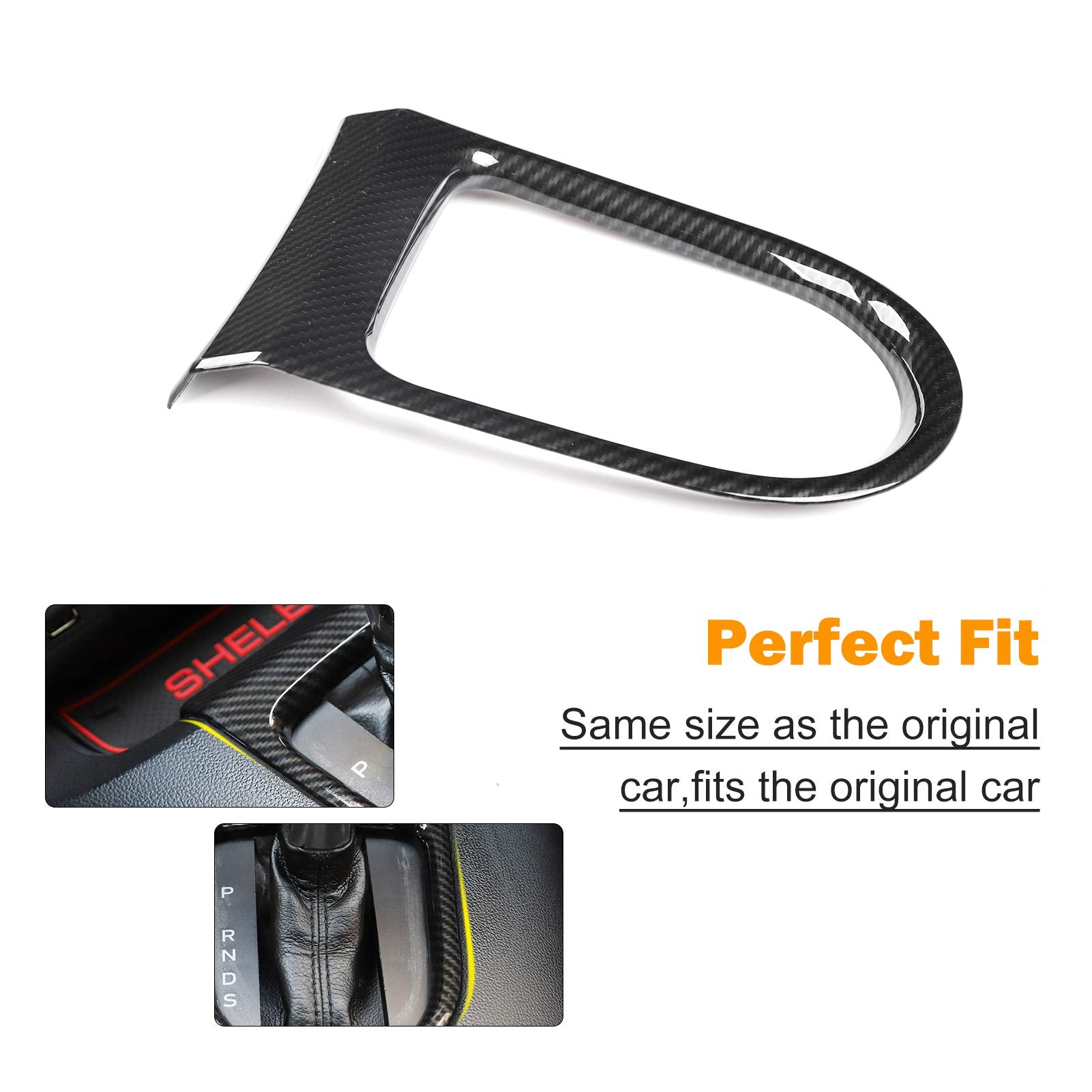 Rt-Tcz Gear Shift Panel Frame Cover Interior Trim Sticker Accessories Compatible With Ford Mustang 2015 2016 2017 2018 2019 2020 2021 2022 (Carbon Fiber Grain)