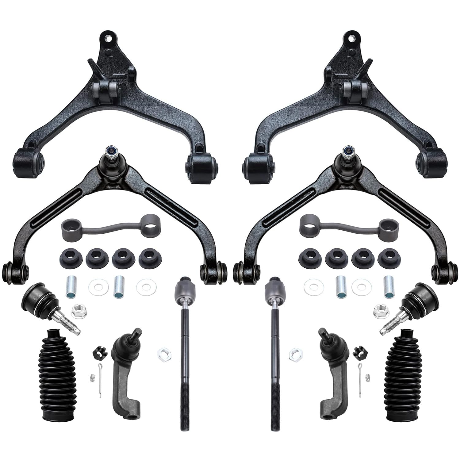 Detroit Axle - 2.4L & 3.7L Front End 14pc Suspension Kit for 02-04 Jeep Liberty 2002 2003 2004, Upper Lower Control Arms Ball Jo