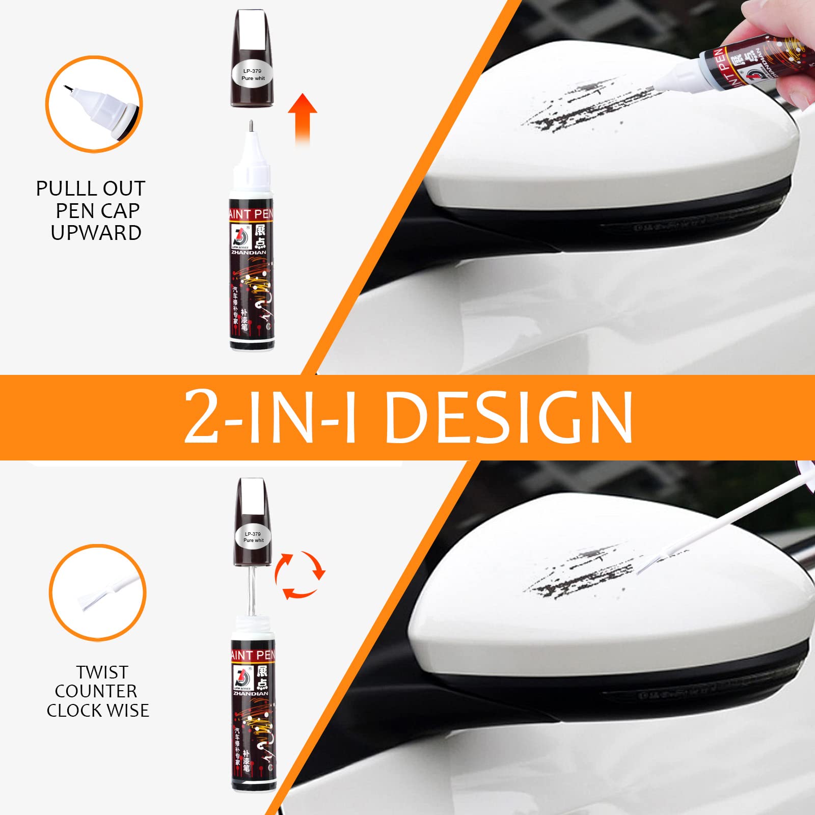 Touch Up Paint Pen For Cars Scratch Removal Repair, Wheel Fill Paint Pen Black/White/Multi-Color Optional For Various Cars (Sliver Gray)