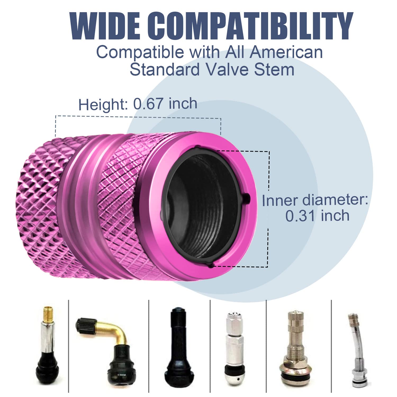 Tire Valve Stem Caps - 4 Pack Anti-Corrosion Premium Anodized Alloy Tyre Air Valve Caps Universal For Car Suv Bike Pink