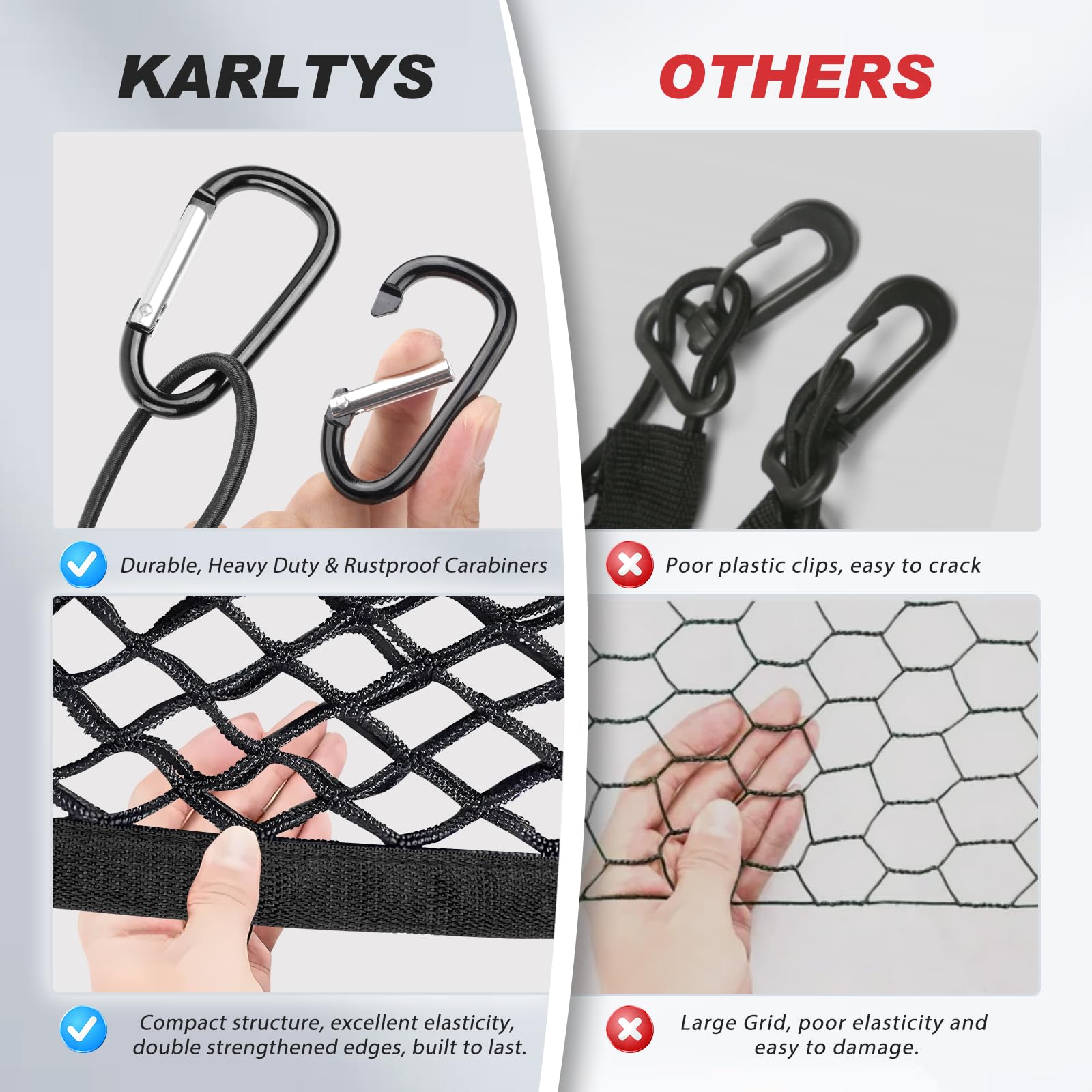 Karltys Envelope Style Cargo Net For Toyota Rav4 2013 2014 2015 2016 2017 2018, Elastic Rear Trunk Mesh Cargo Net For Rav4 Doubl
