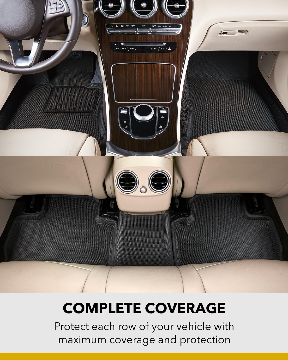 3D Maxpider Custom Fit Kagu Floor Mat (Black) Compatible With Toyota Tundra Double Cab 2014-2021 - Full Set