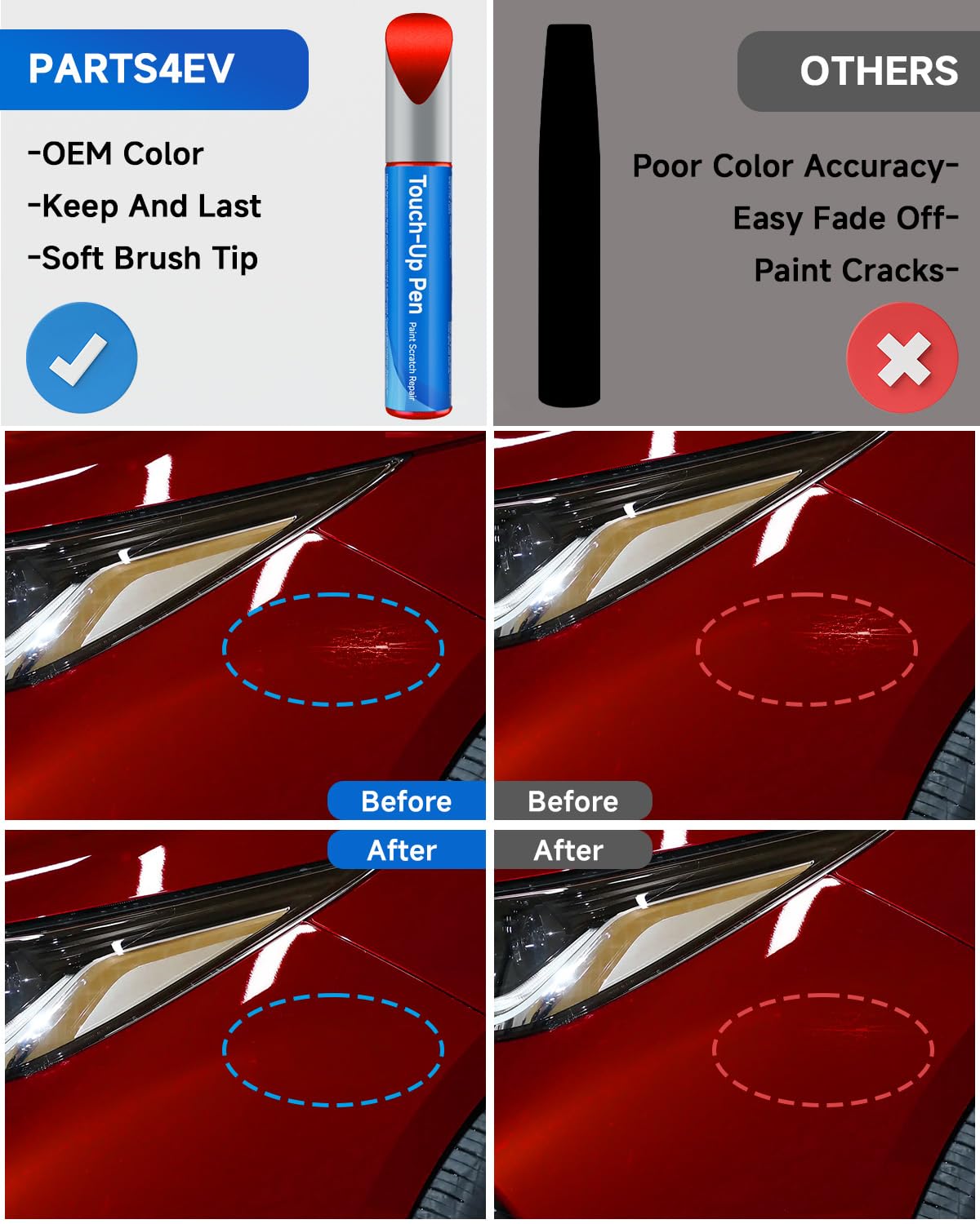 Touch Up Paint Compatible with Toyota Exact Match Touch Up Paint Car Scratch Repair (Absolutely Red/Red Pop (3P0))