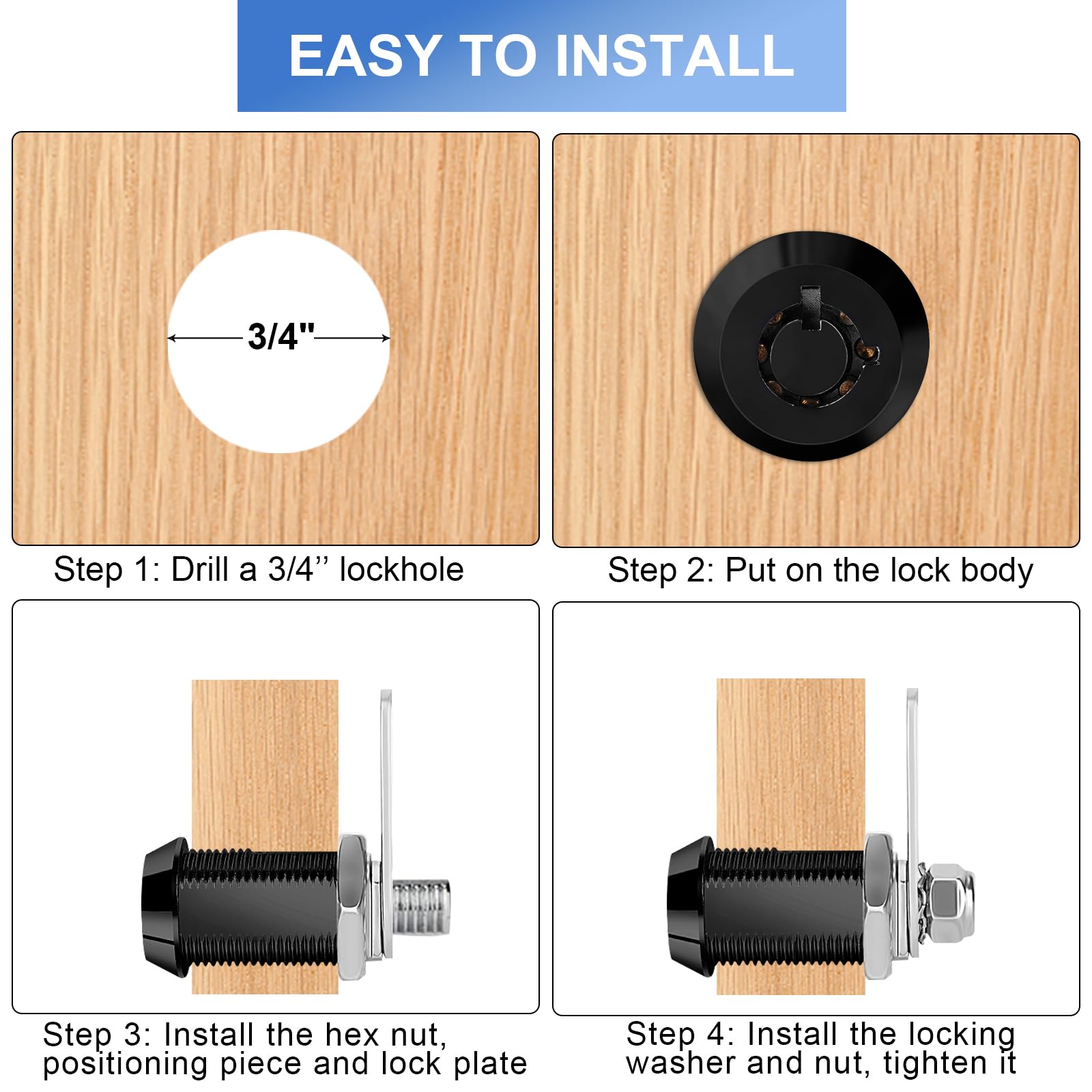 Sissinda Cam Locks Rv Storage Keyed Alike, 5/8'' Fits 3/8'' Max Door Thickness, Compartment Locks For Camper Trailer Cabinet Wit