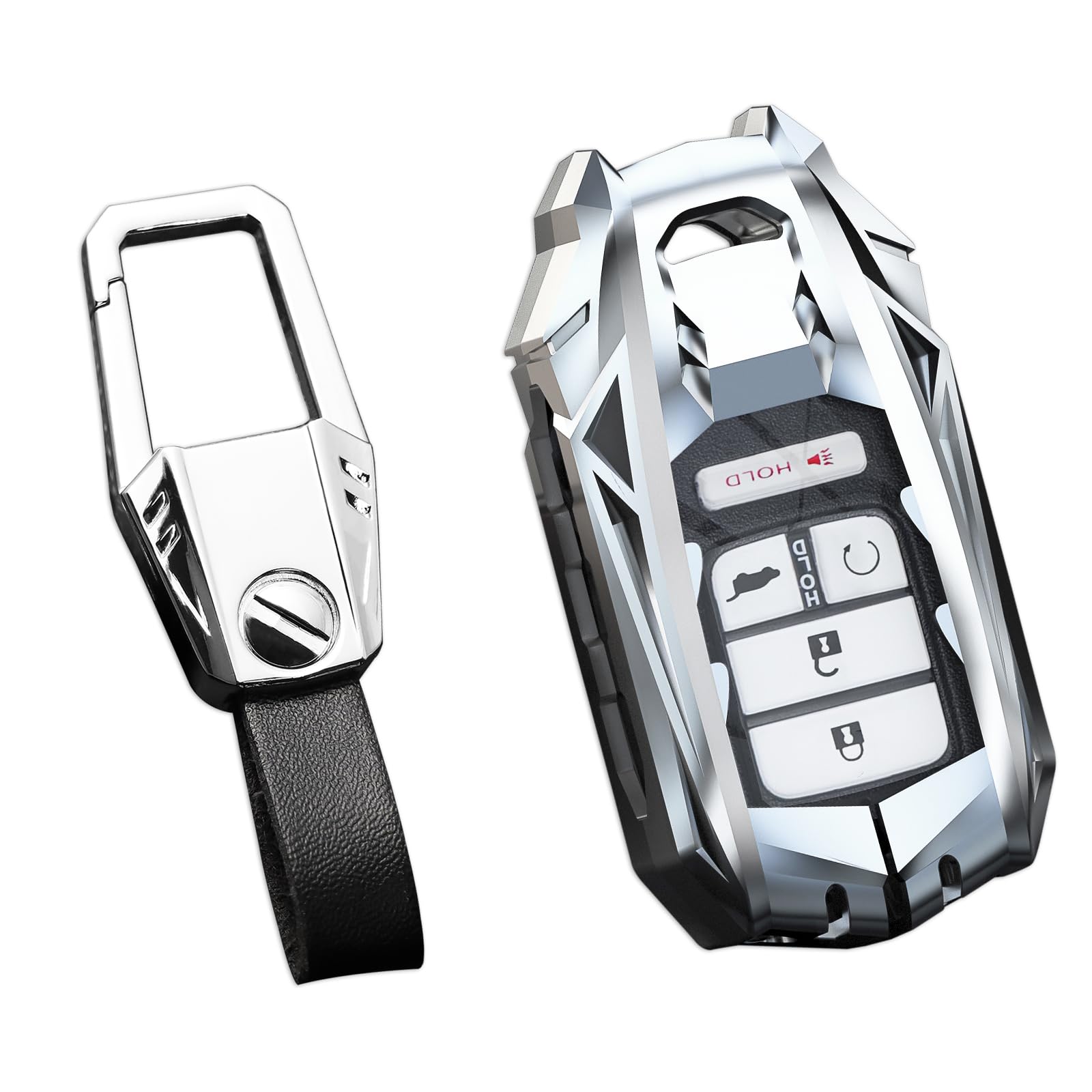 Ocezbiis For Honda Key Fob Cover,Keychain,Zinc Alloy Protection Car Key Shell Case Compatible With Honda Holder Smart Remote Ent