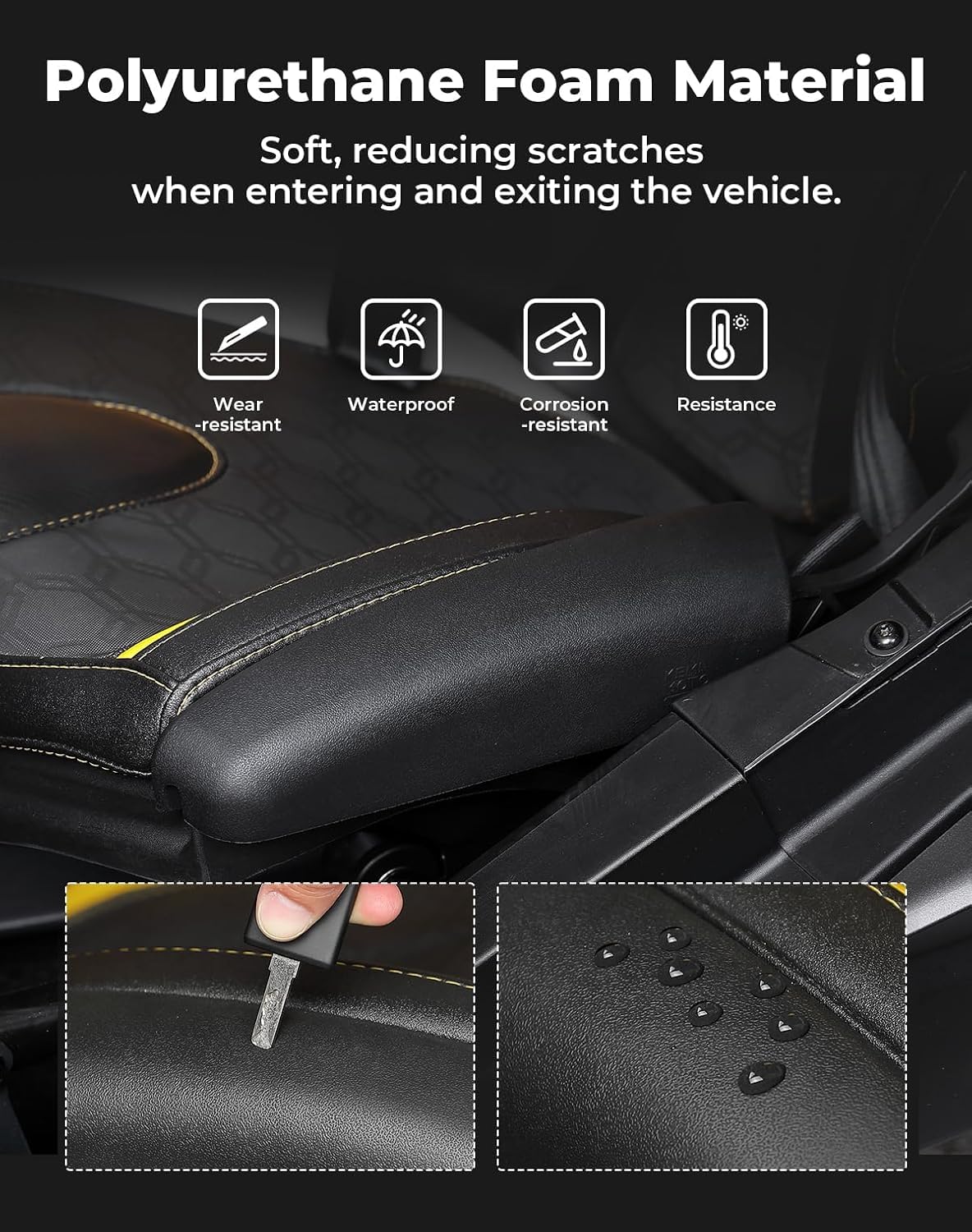 KEMIMOTO Seat Side Pad Assembly for Can-Am Maverick X3 MAX & R, PU Foam Cushion, Black, Thigh Protection, B0109-03304-BK-M, 2